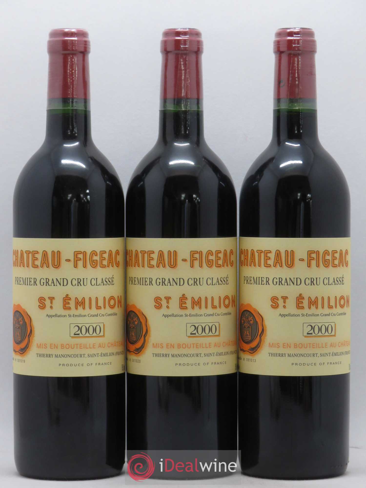 Château Figeac 1er Grand Cru Classé A 2000 - Lot de 3 bouteilles - 0