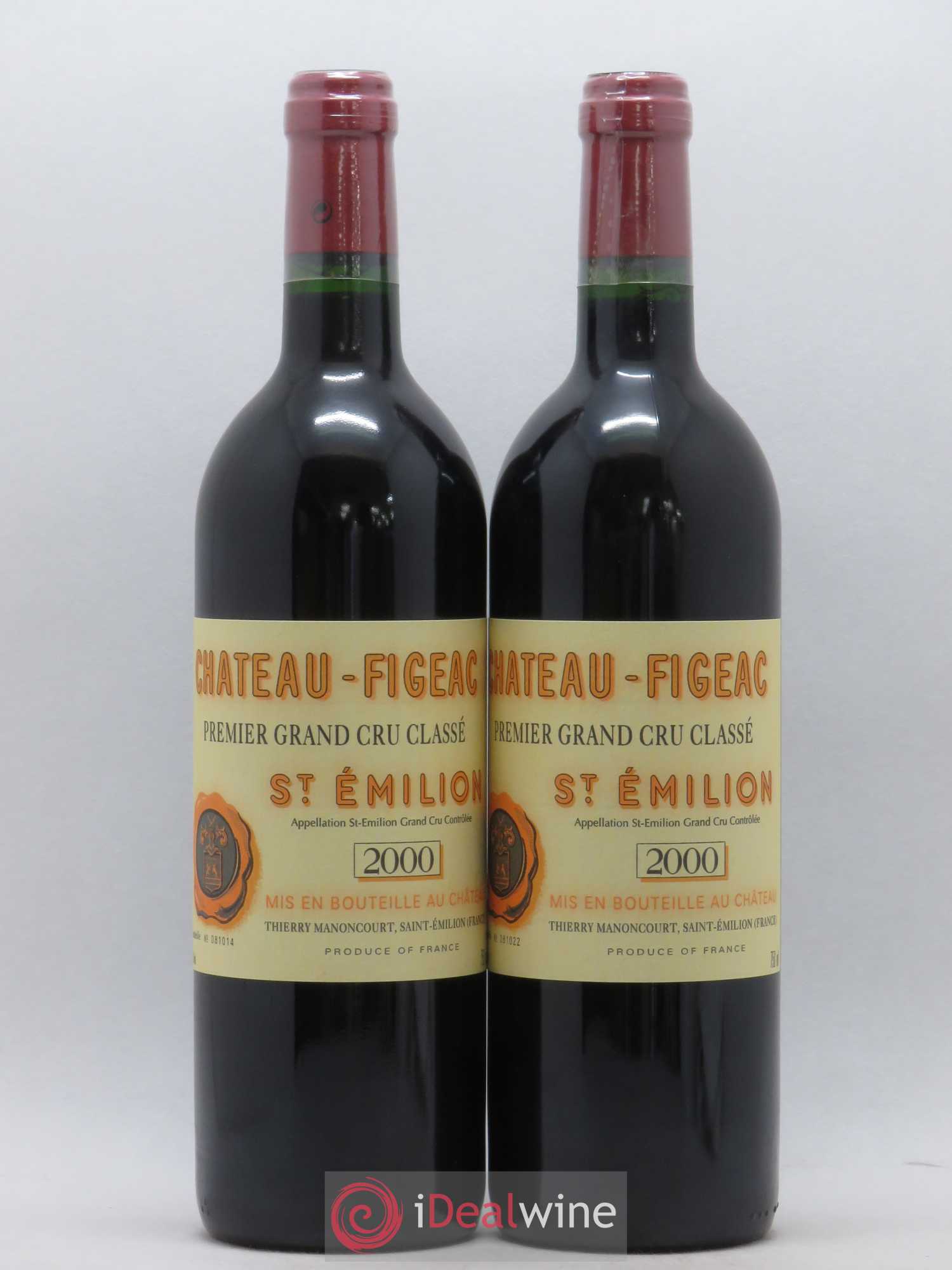 Château Figeac 1er Grand Cru Classé A 2000 - Lot de 2 bouteilles - 0