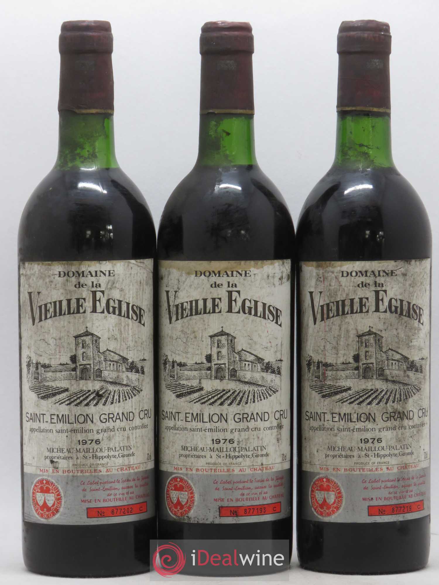 Saint-Émilion Grand Cru Domaine de La Vieille Eglise 1976 - Posten von 3 Flaschen - 0