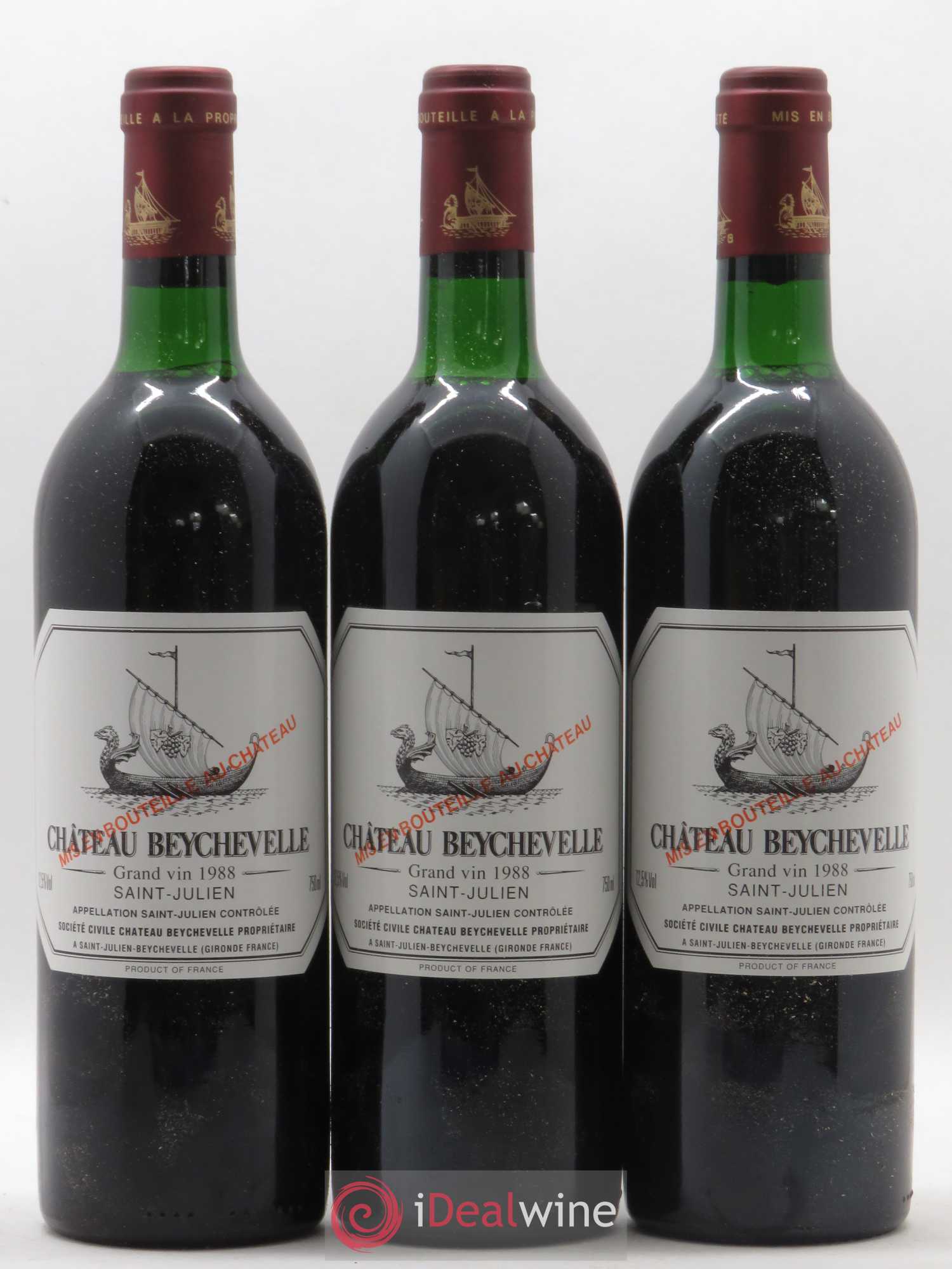 Château Beychevelle 4ème Grand Cru Classé 1988 - Lot de 3 bouteilles - 0