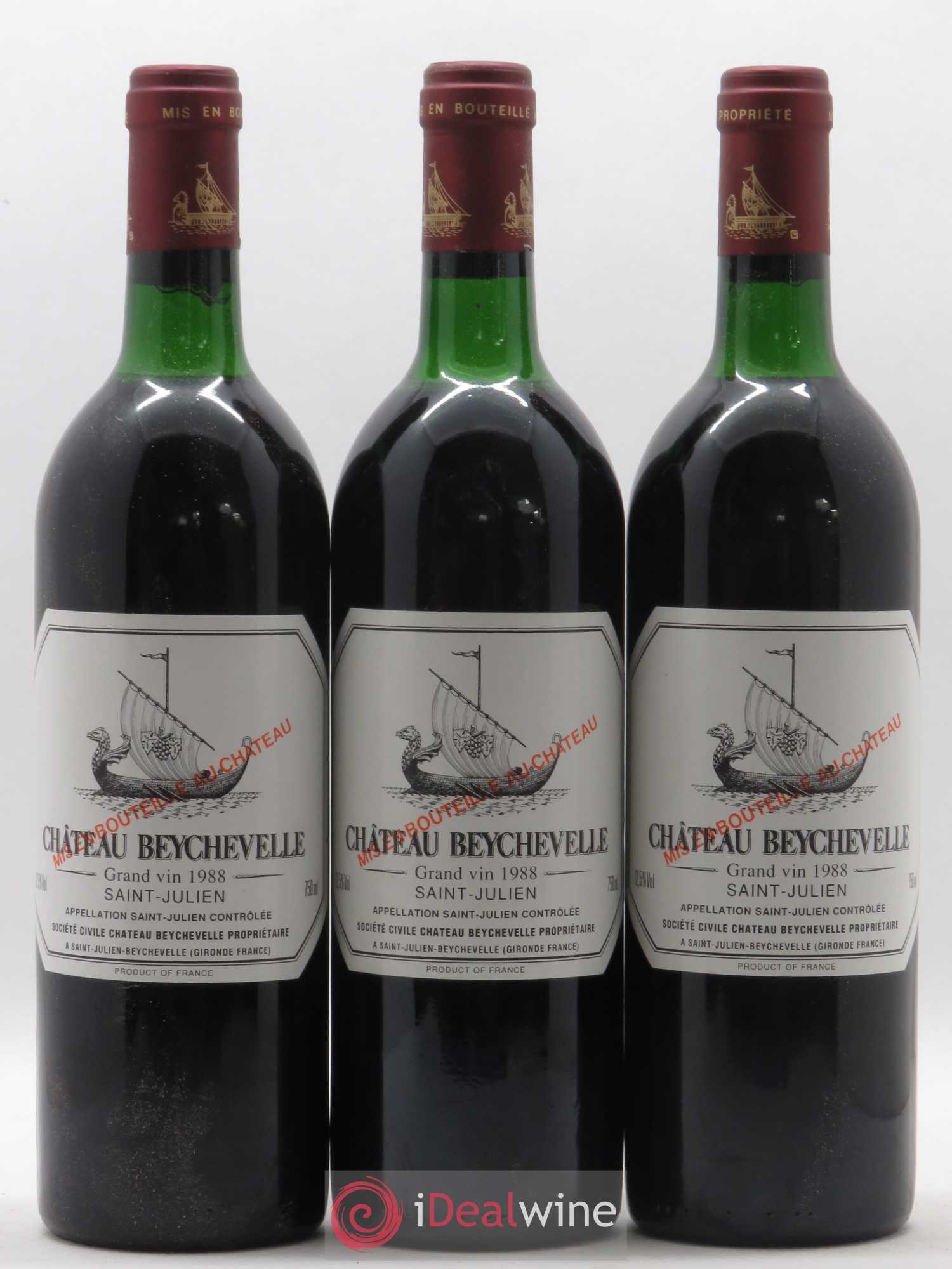 Château Beychevelle 4ème Grand Cru Classé 1988 - Lot de 3 bouteilles - 0