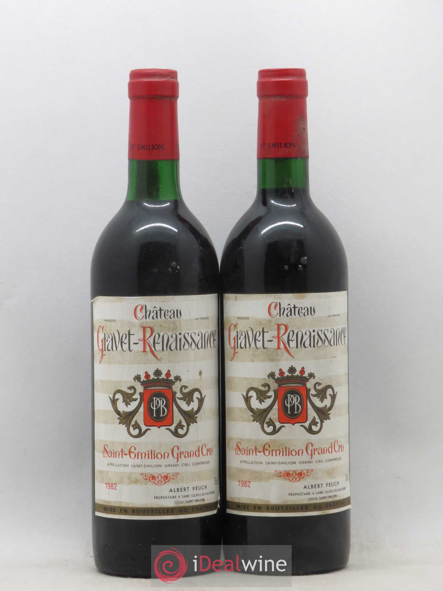 Saint-Émilion Grand Cru Chateau Gravet Renaissance 1982 - Lot de 2 bouteilles - 0