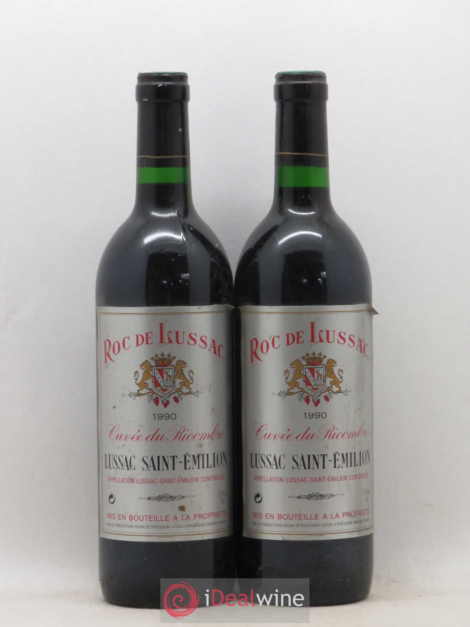 Lussac Saint-Émilion Roc de Lussac Cuvée du Ricombre (sans prix de réserve) 1990 - Lot de 2 bouteilles - 0