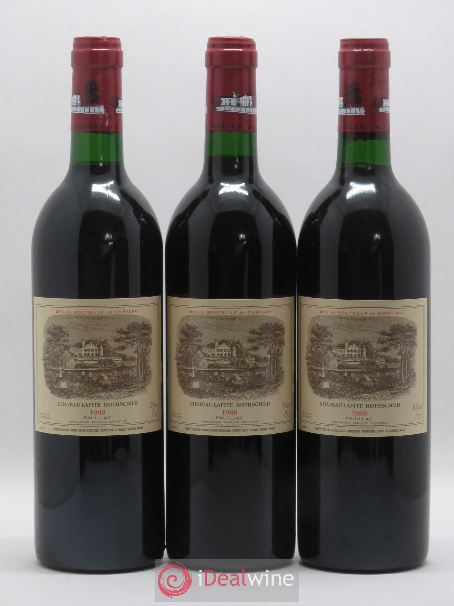 Château Lafite Rothschild 1er Grand Cru Classé 1988 - Lot de 3 bouteilles - 0