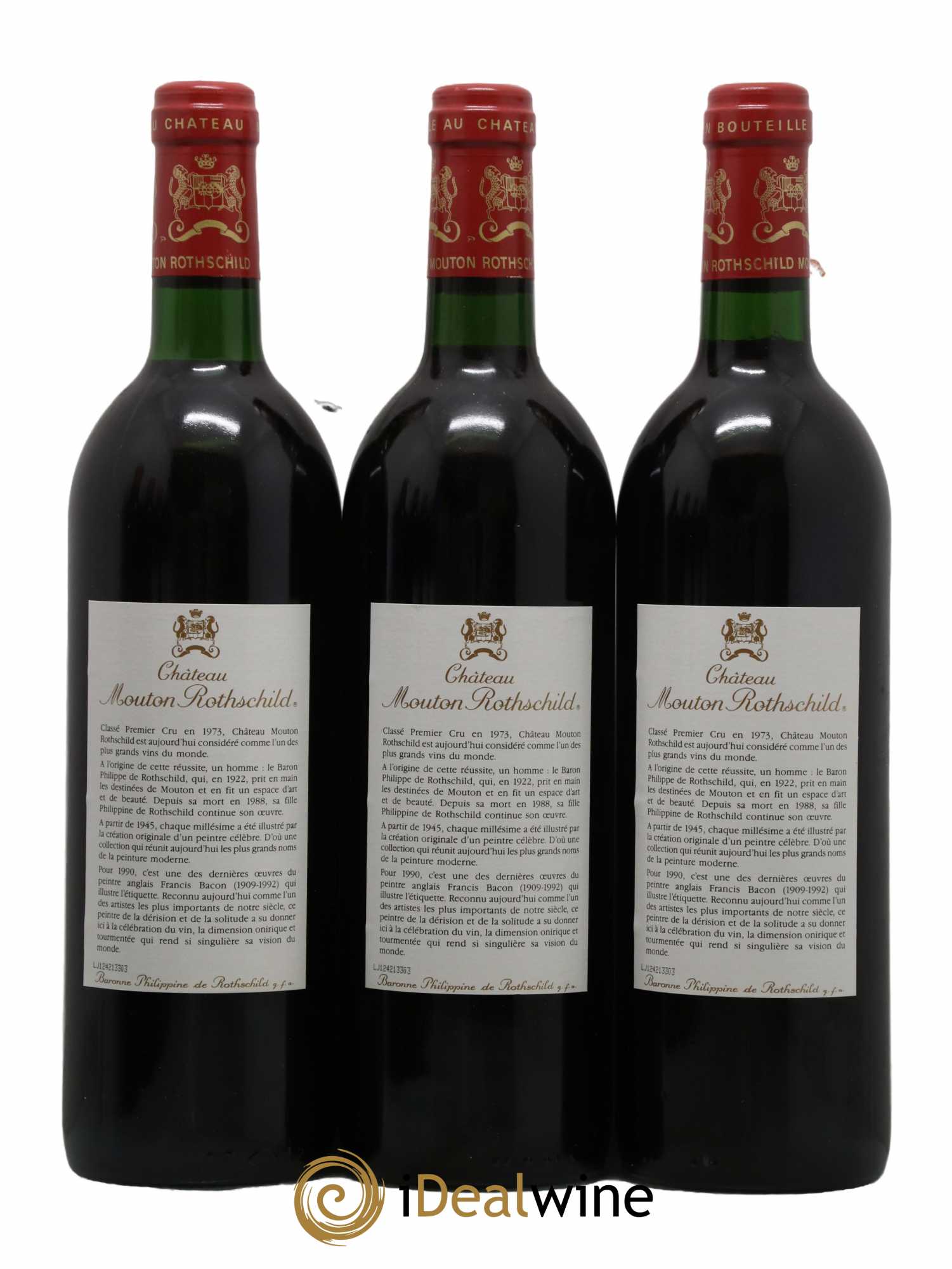 Château Mouton Rothschild 1er Grand Cru Classé 1990 - Lot de 3 bouteilles - 1