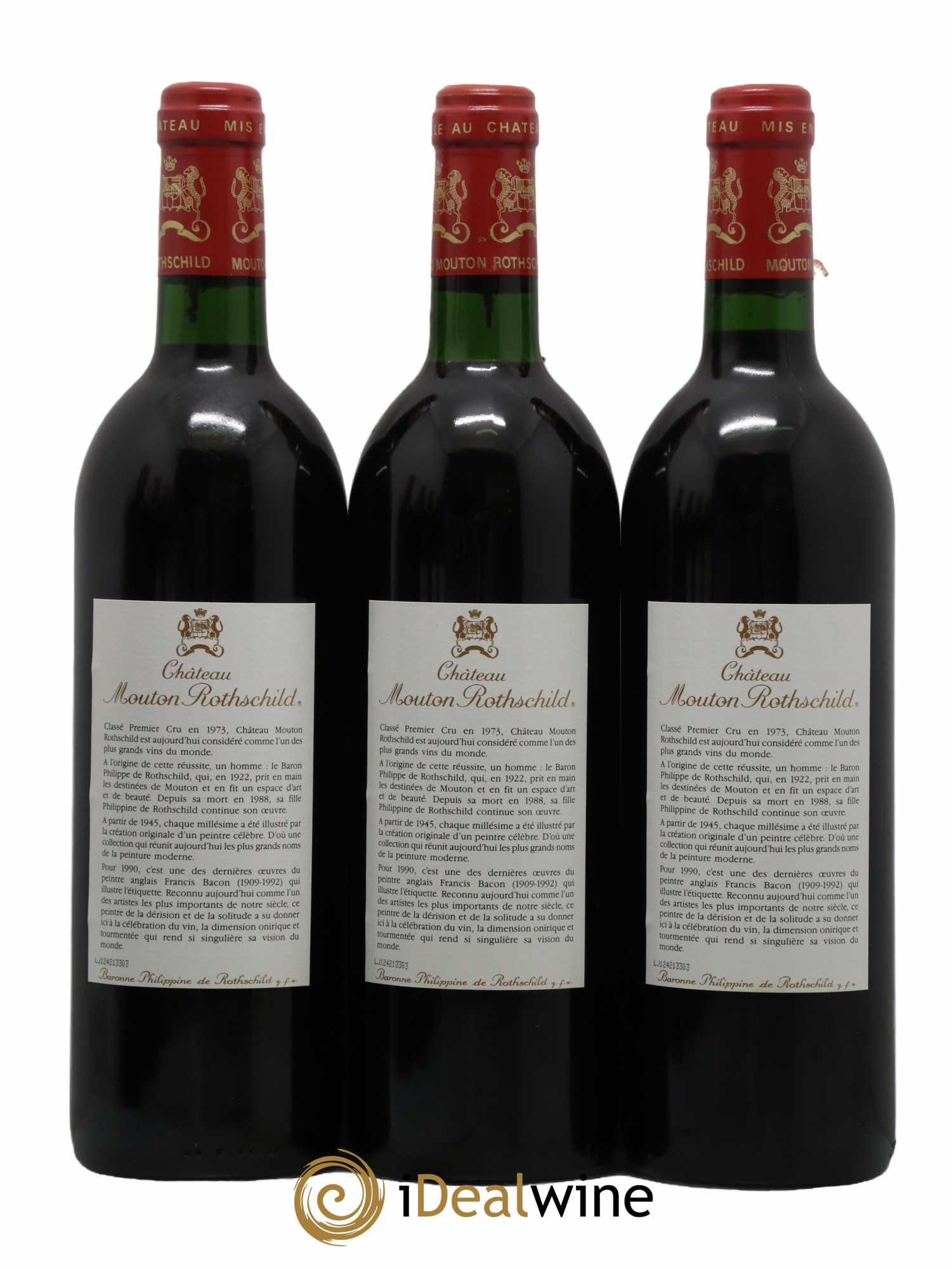 Château Mouton Rothschild 1er Grand Cru Classé 1990 - Lot de 3 bouteilles - 1