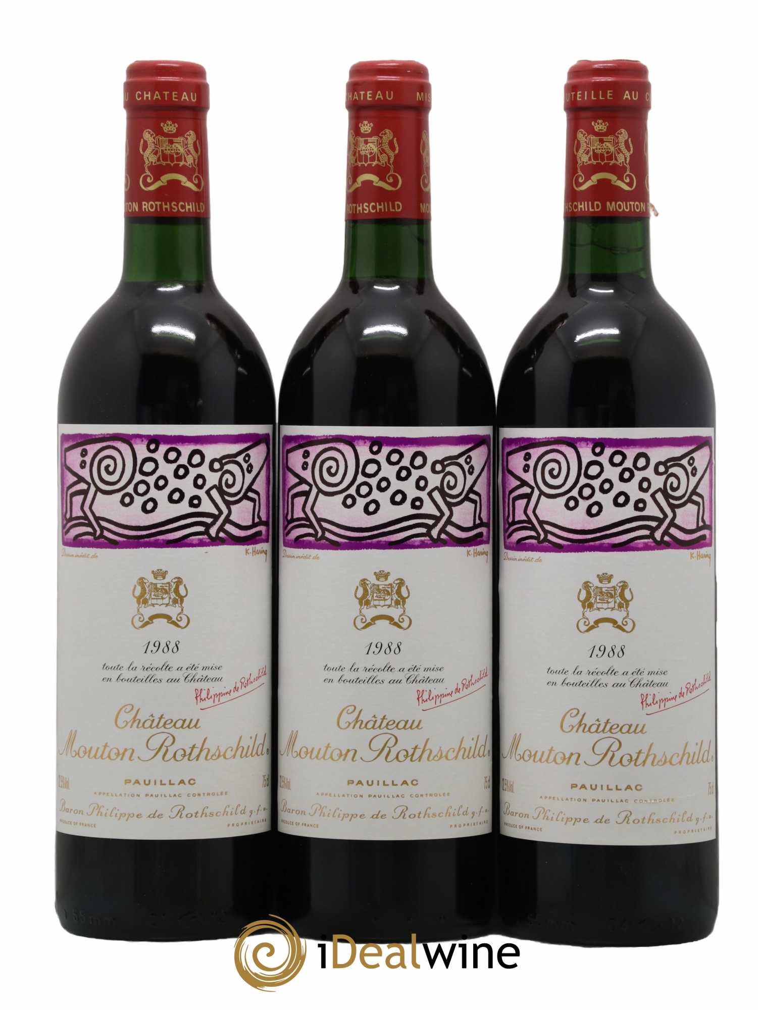 Château Mouton Rothschild 1er Grand Cru Classé 1988 - Lot de 3 bouteilles - 0