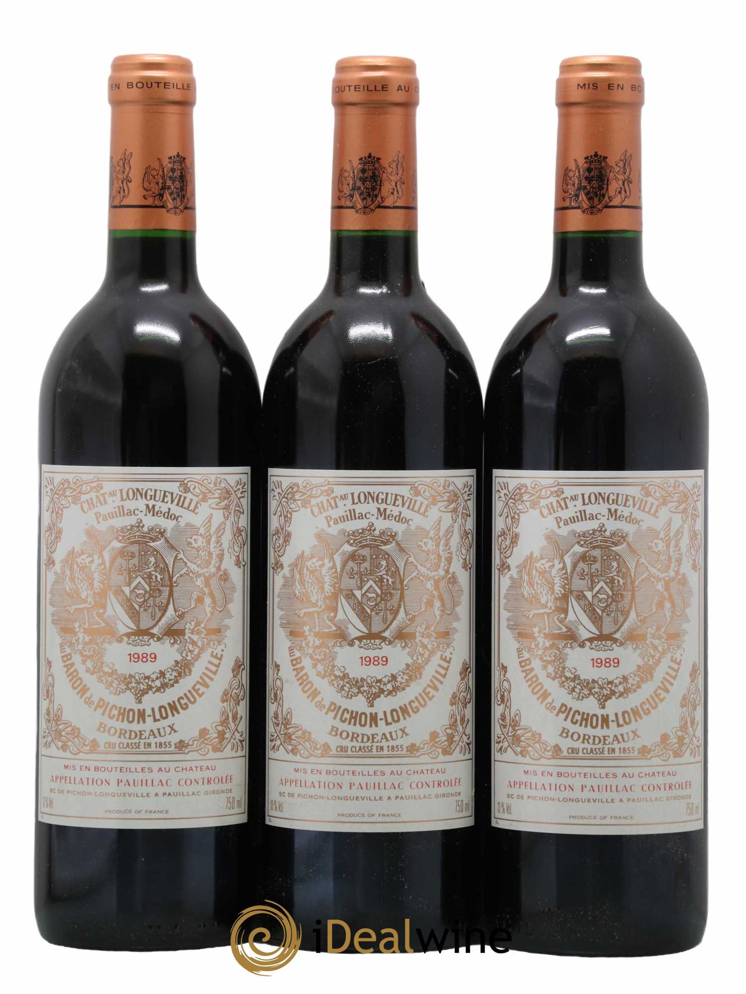 Pichon Longueville Baron 2ème Grand Cru Classé 1989 - Lot de 3 bouteilles - 0