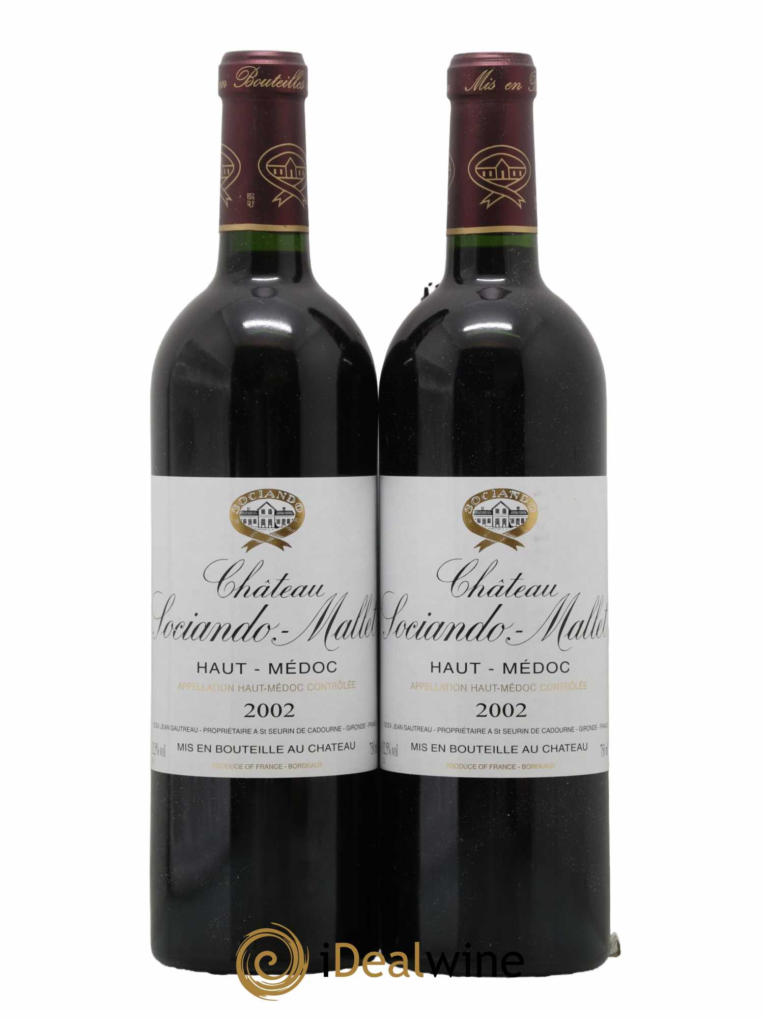 Château Sociando Mallet 2002 - Lot de 2 bouteilles - 0