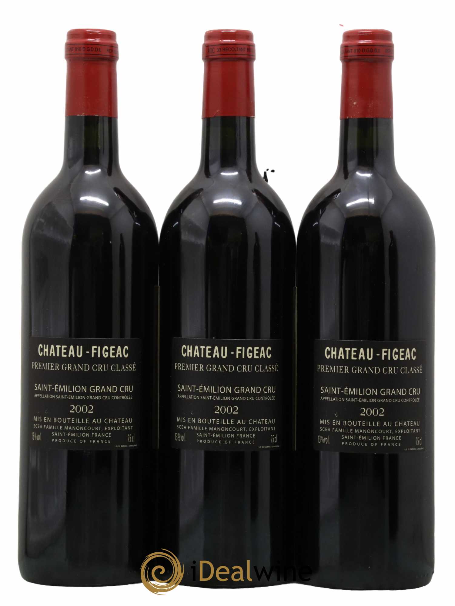 Château Figeac 1er Grand Cru Classé A 2002 - Lot de 3 bouteilles - 1