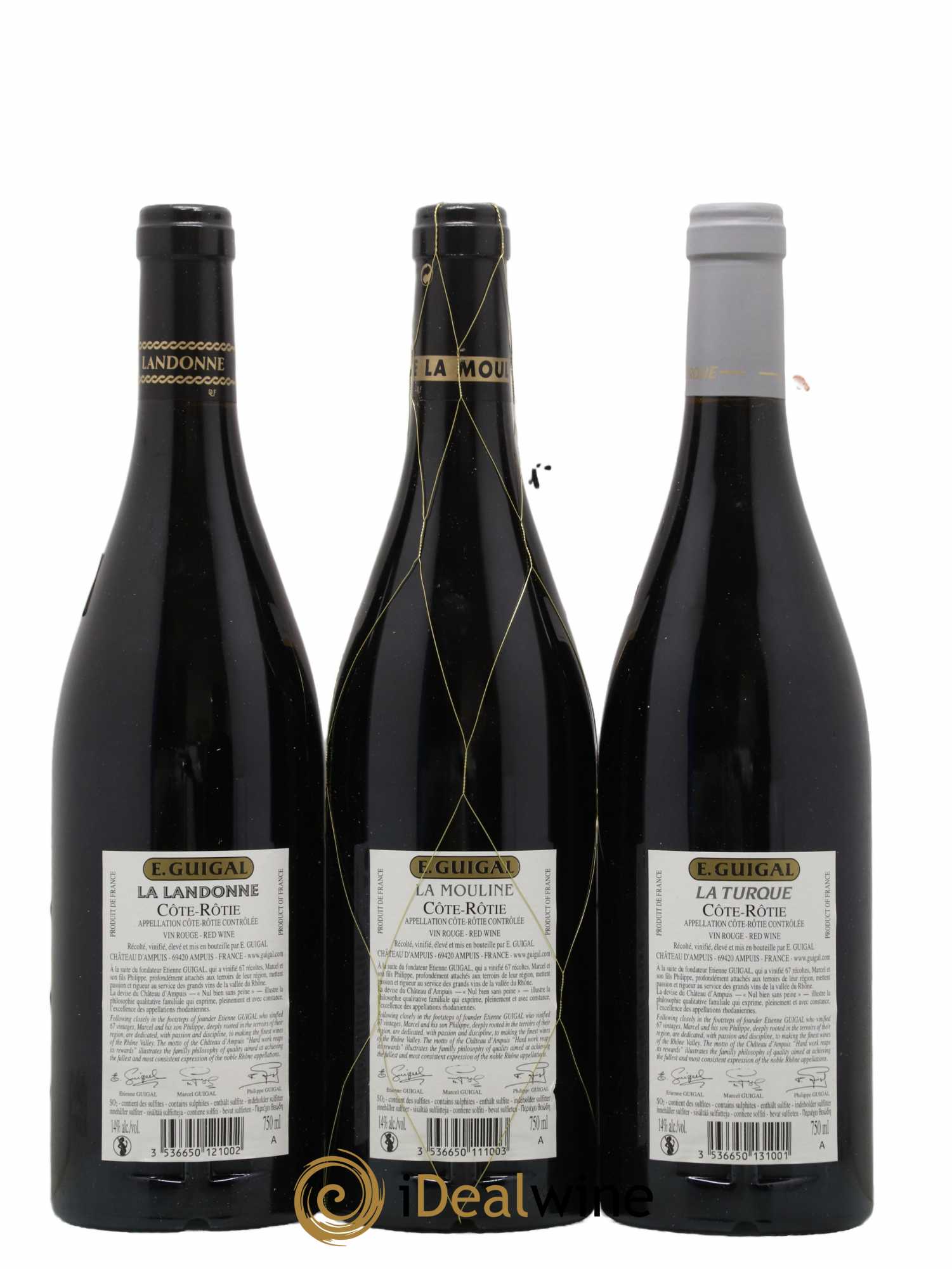 Côte-Rôtie Guigal Trilogie La Turque - La Landonne - La Mouline 2017 - Lot de 3 bouteilles - 1