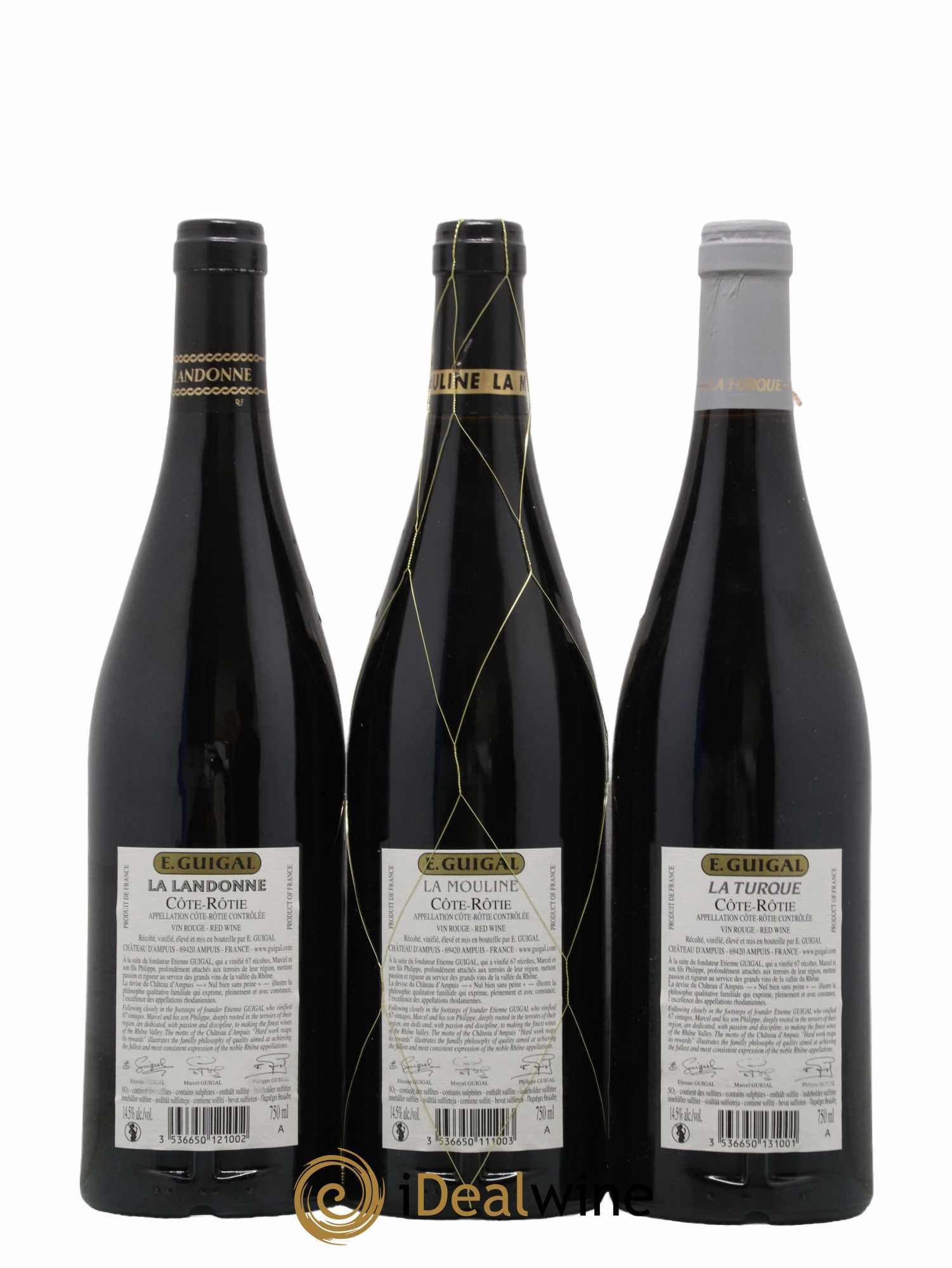 Côte-Rôtie Guigal Trilogie La Turque - La Landonne - La Mouline 2018 - Lot of 3 bottles - 1