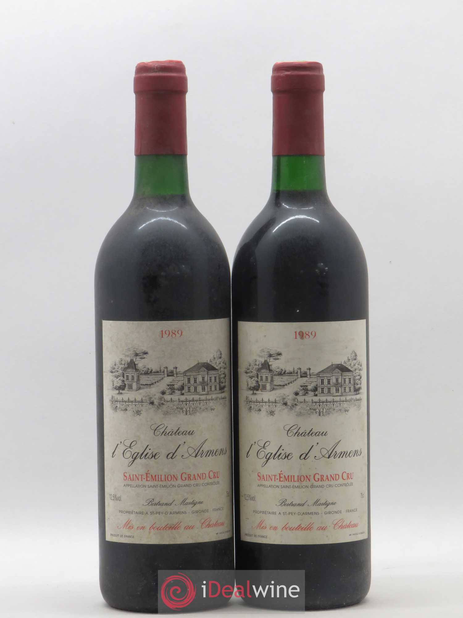 Saint-Émilion Grand Cru Château L'Eglise d'Armens 1989 - Posten von 2 Flaschen - 0