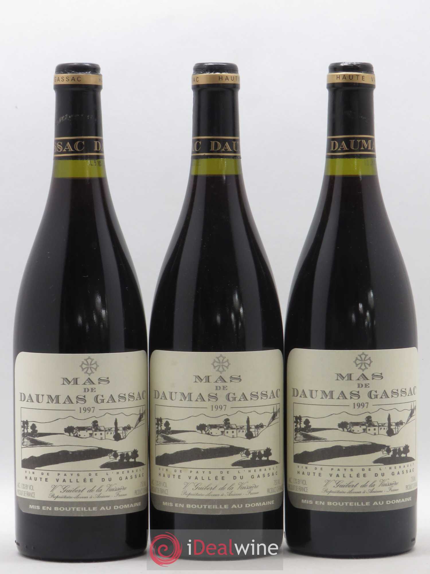 Saint-Guilhem-le-Désert - Cité d'Aniane Mas Daumas Gassac Famille Guibert de La Vaissière 1997 - Lot de 3 bouteilles - 0