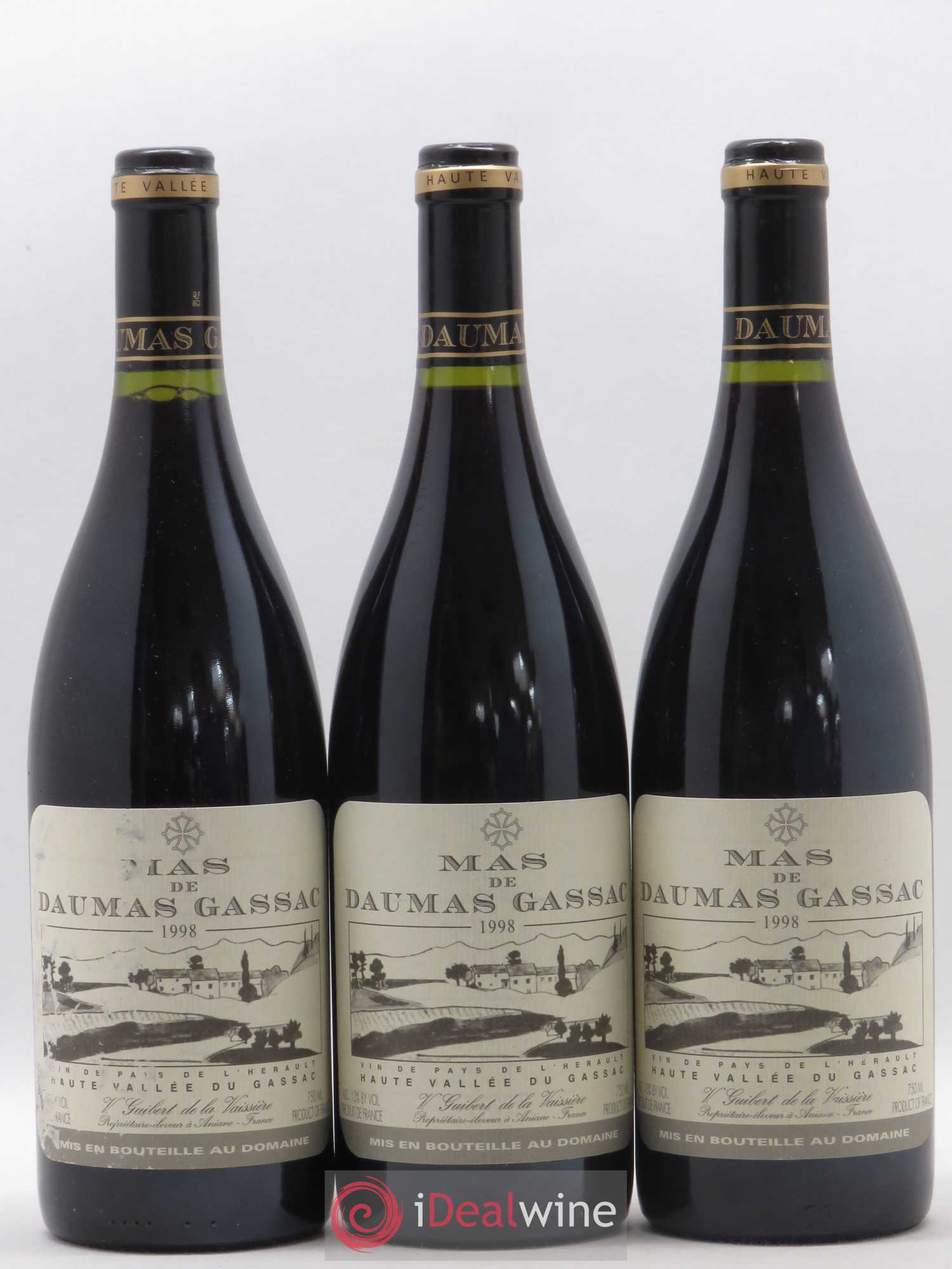 Saint-Guilhem-le-Désert - Cité d'Aniane Mas Daumas Gassac Famille Guibert de La Vaissière 1998 - Lot de 3 bouteilles - 0