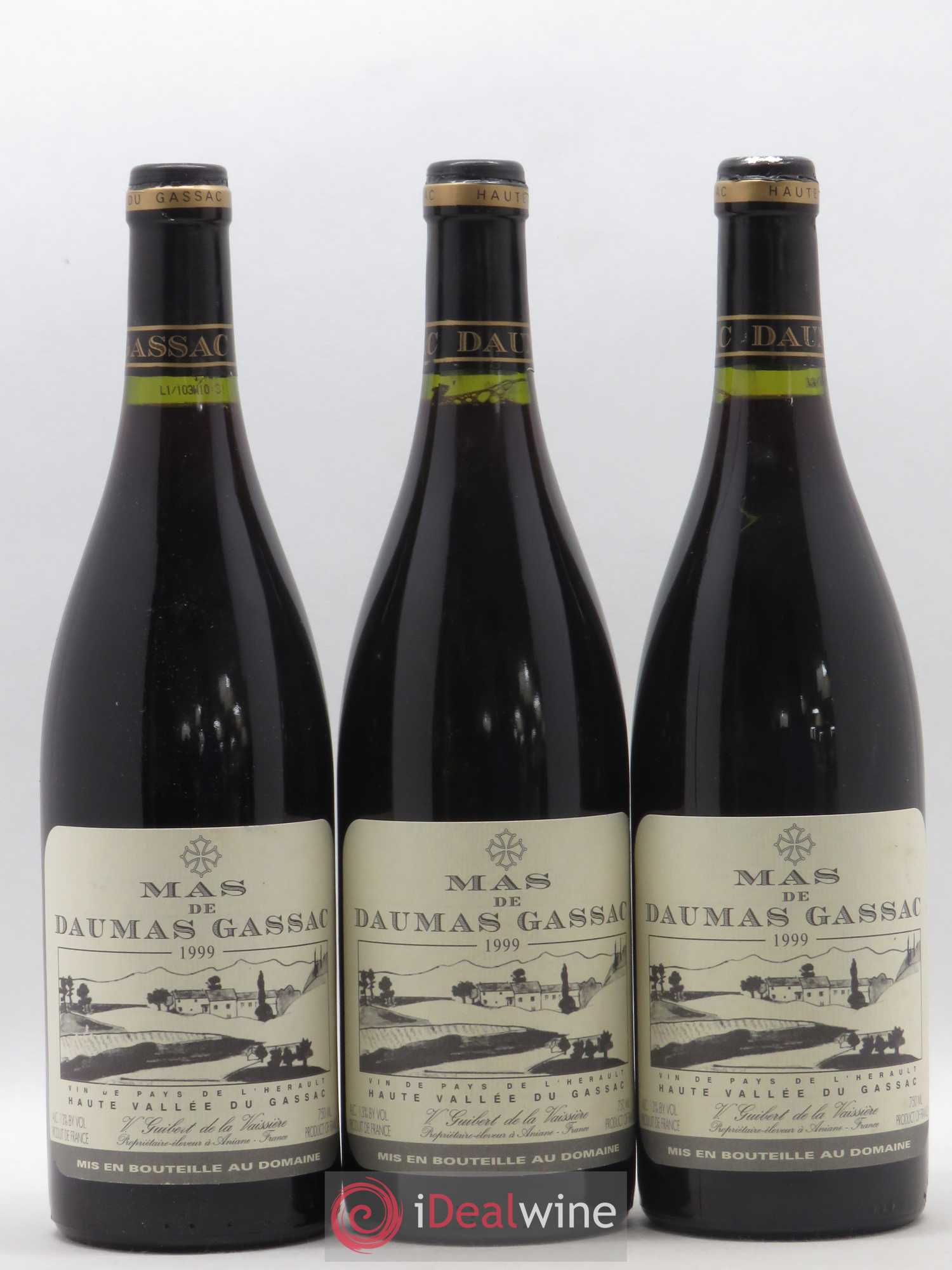 Saint-Guilhem-le-Désert - Cité d'Aniane Mas Daumas Gassac Famille Guibert de La Vaissière 1999 - Lot de 3 bouteilles - 0