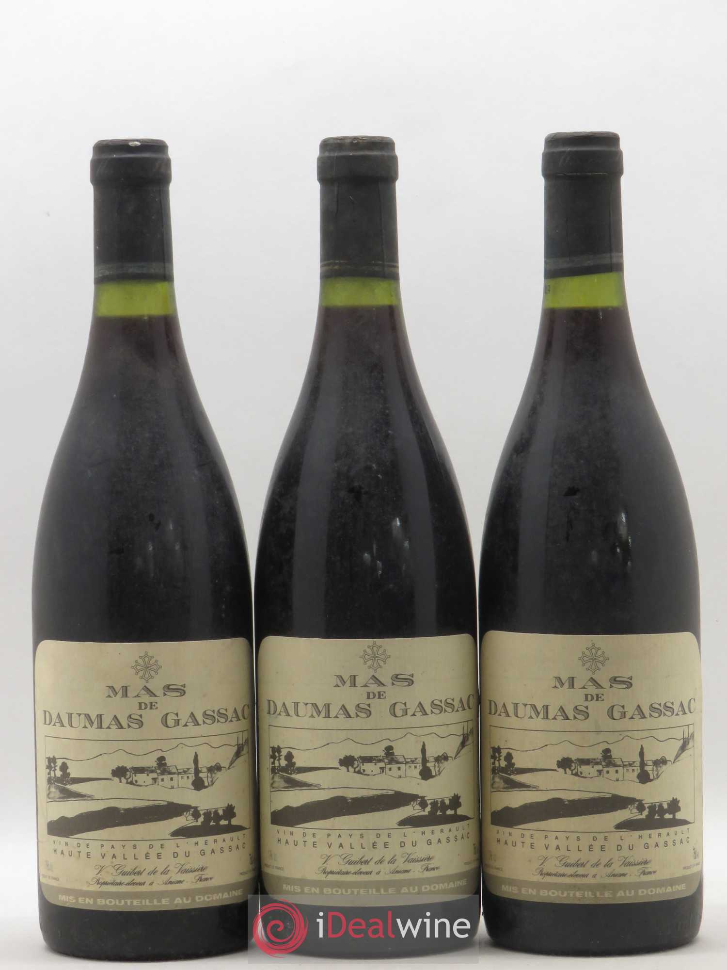 Saint-Guilhem-le-Désert - Cité d'Aniane Mas Daumas Gassac Famille Guibert de La Vaissière 1991 - Lot de 3 bouteilles - 0