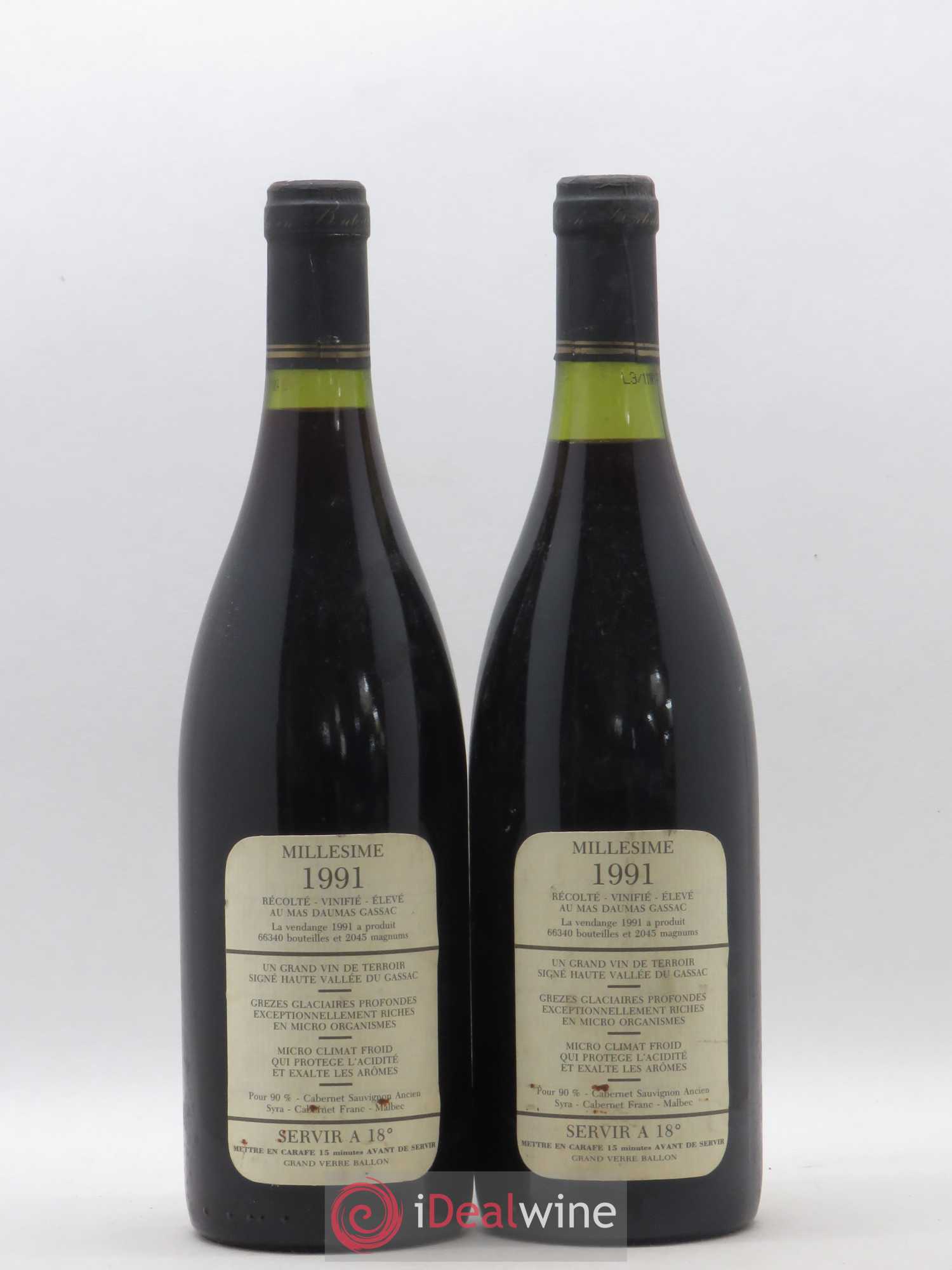 Saint-Guilhem-le-Désert - Cité d'Aniane Mas Daumas Gassac Famille Guibert de La Vaissière 1991 - Lot de 2 bouteilles - 1