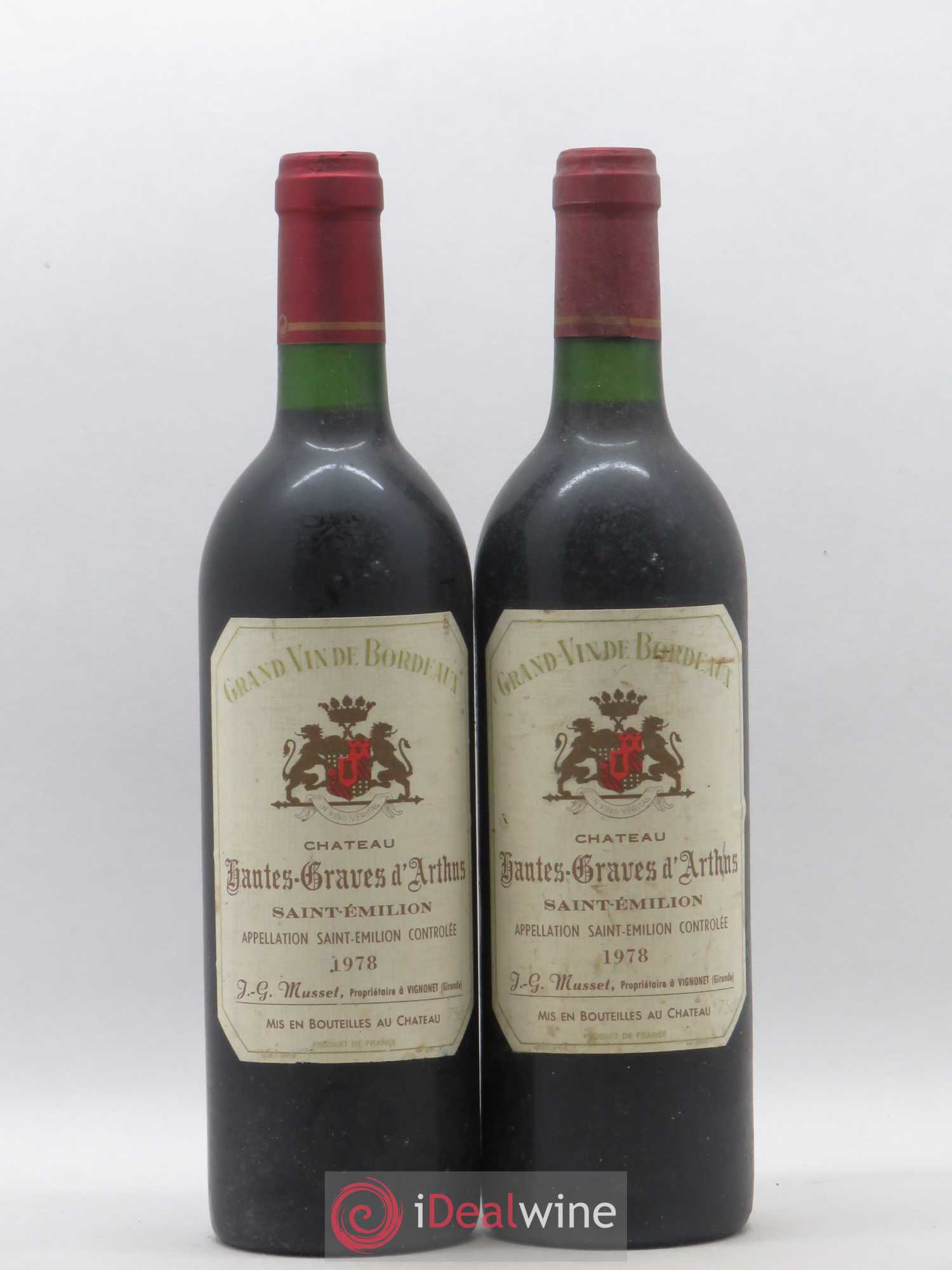 Saint-Émilion Grand Cru Château Hautes Graves d'Arthus 1978 - Posten von 2 Flaschen - 0