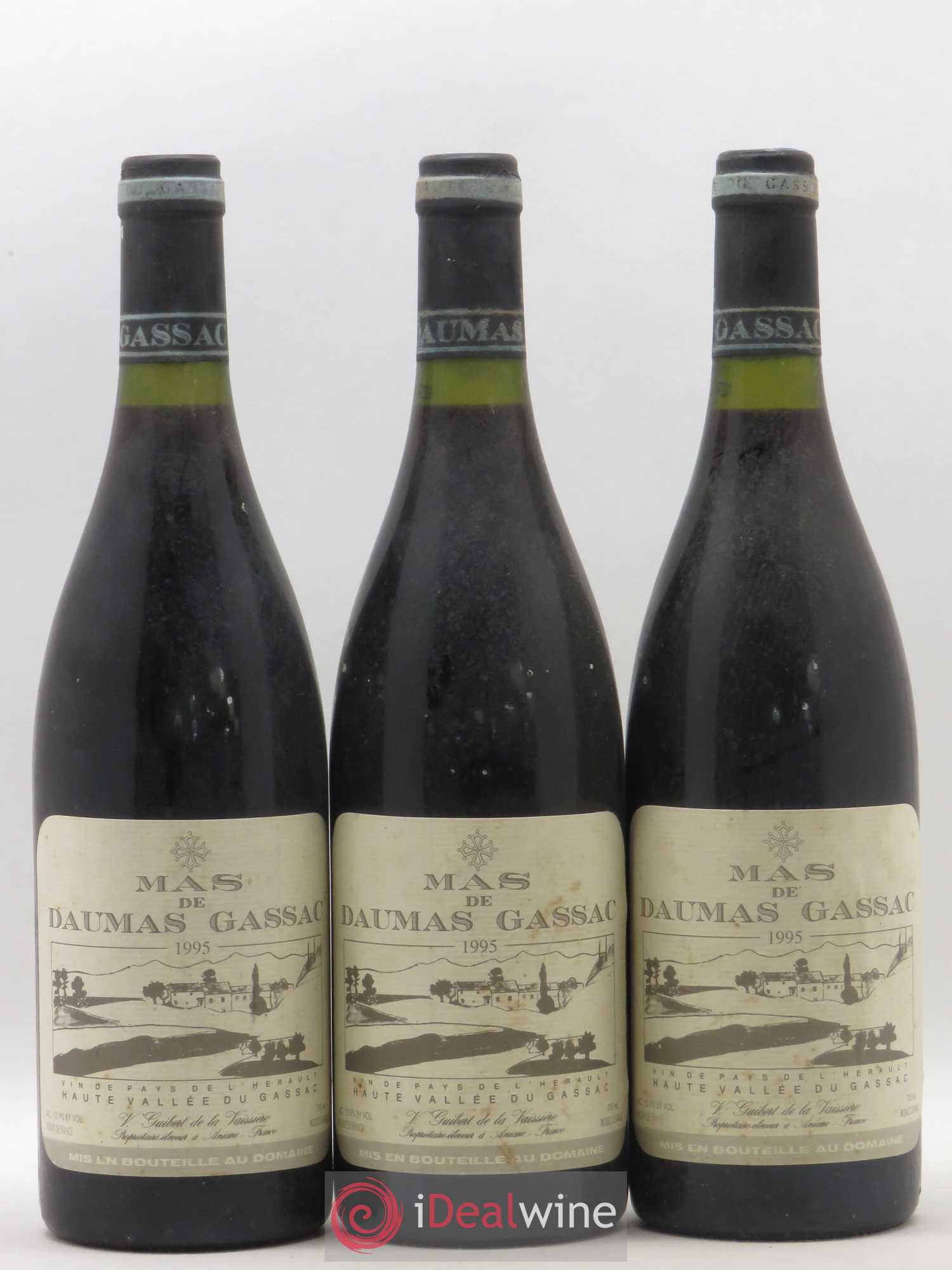 Saint-Guilhem-le-Désert - Cité d'Aniane Mas Daumas Gassac Famille Guibert de La Vaissière 1995 - Lot de 3 bouteilles - 0