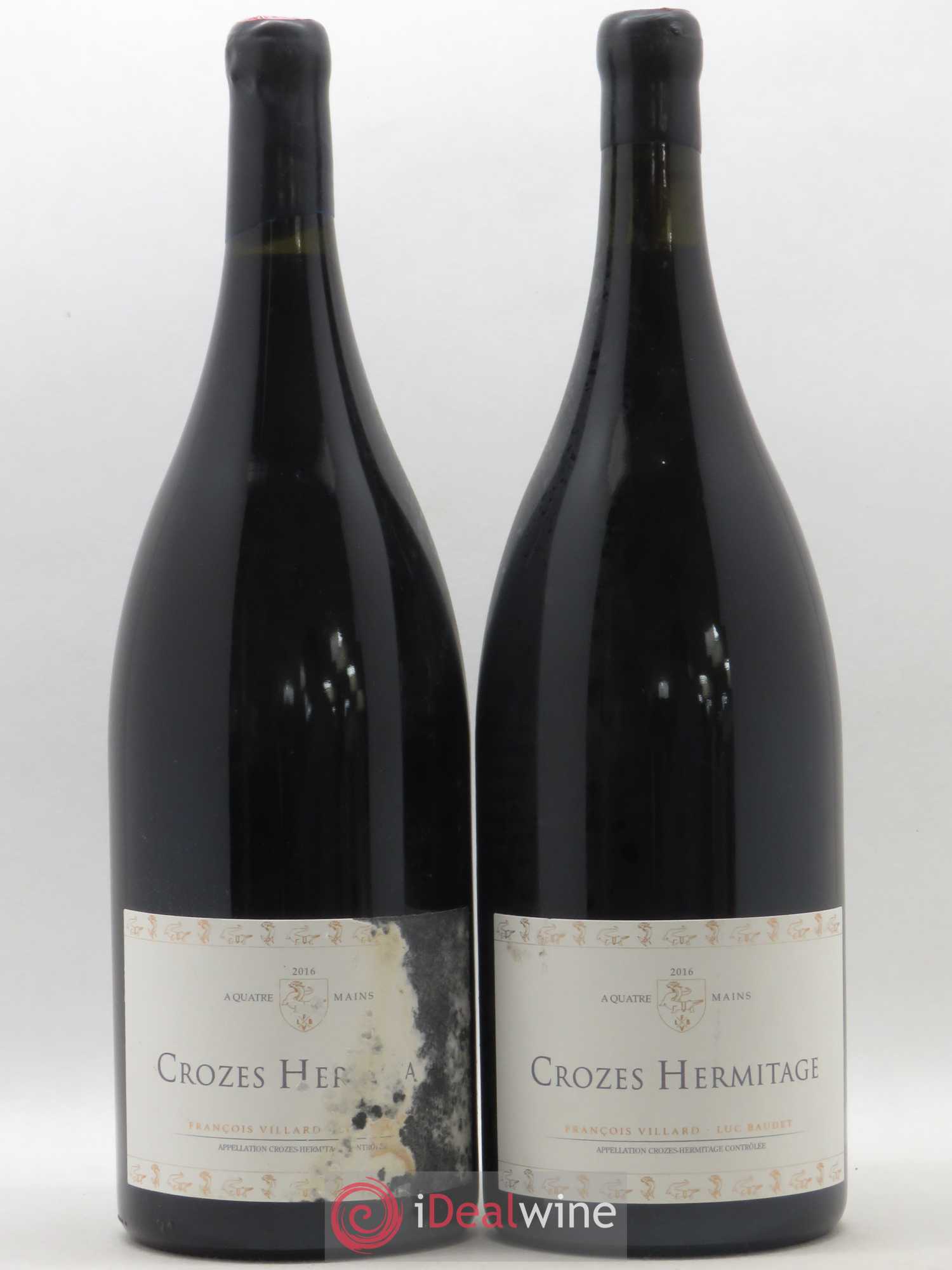 Crozes-Hermitage Domaine à quatre mains François Villard et Luc Baudet 2016 - Posten von 2 Magnum - 0