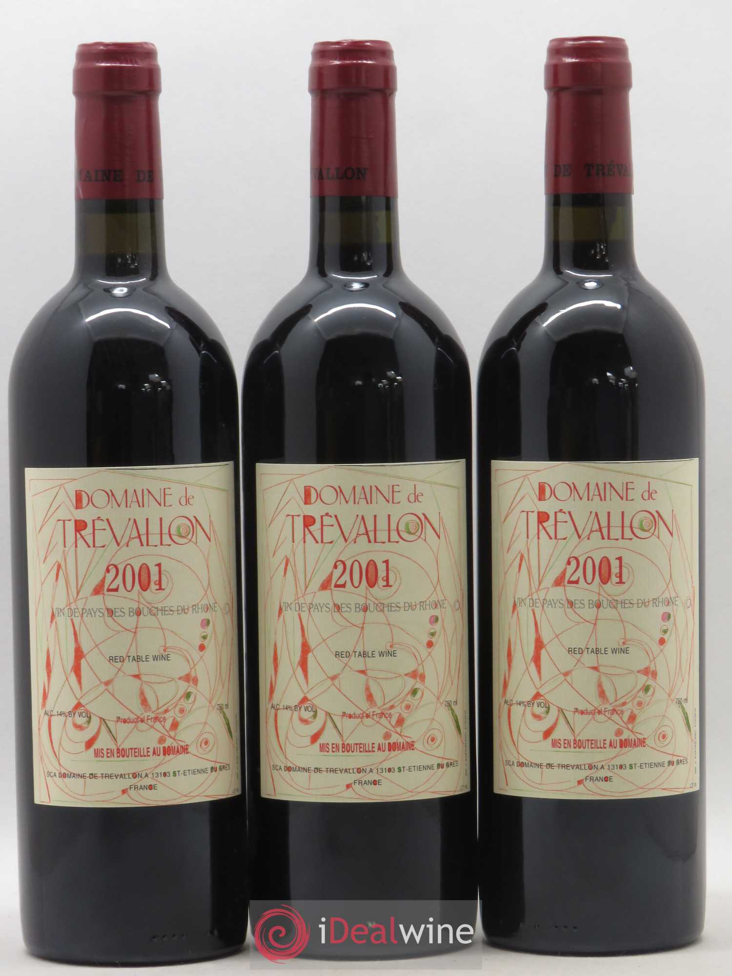 VDP Bouches du Rhône Trévallon (Domaine de) Eloi Dürrbach 2001 - Lot de 3 bouteilles - 0