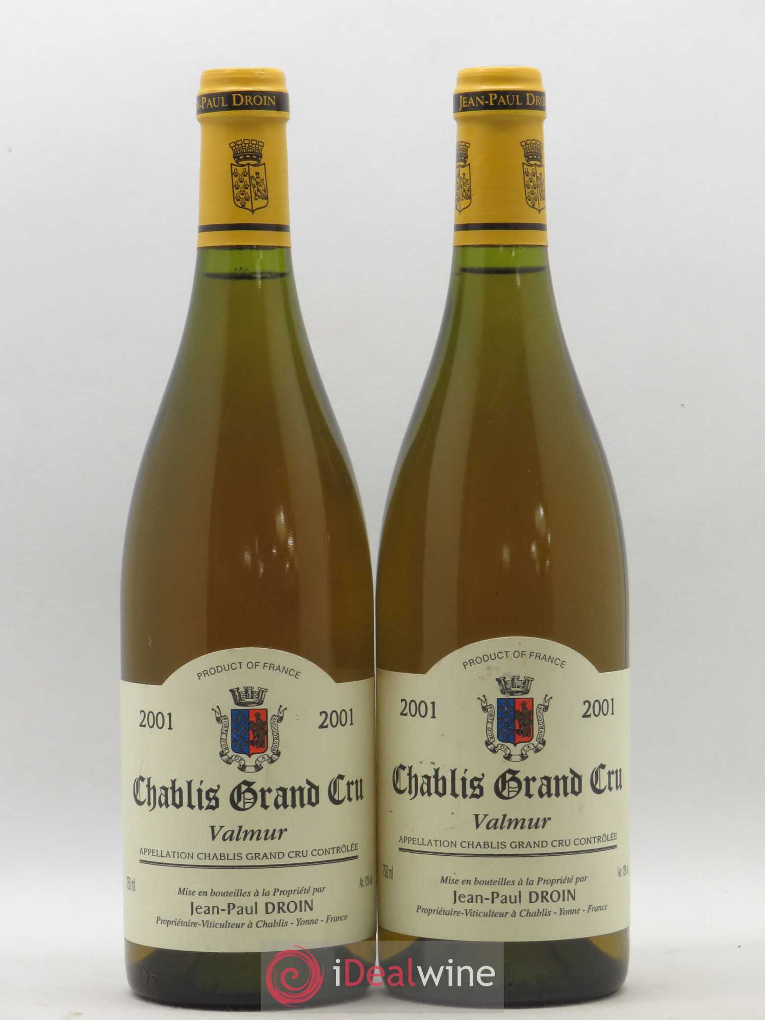 Chablis Grand Cru Valmur Jean-Paul & Benoît Droin (Domaine) 2001 - Lot de 2 bouteilles - 0