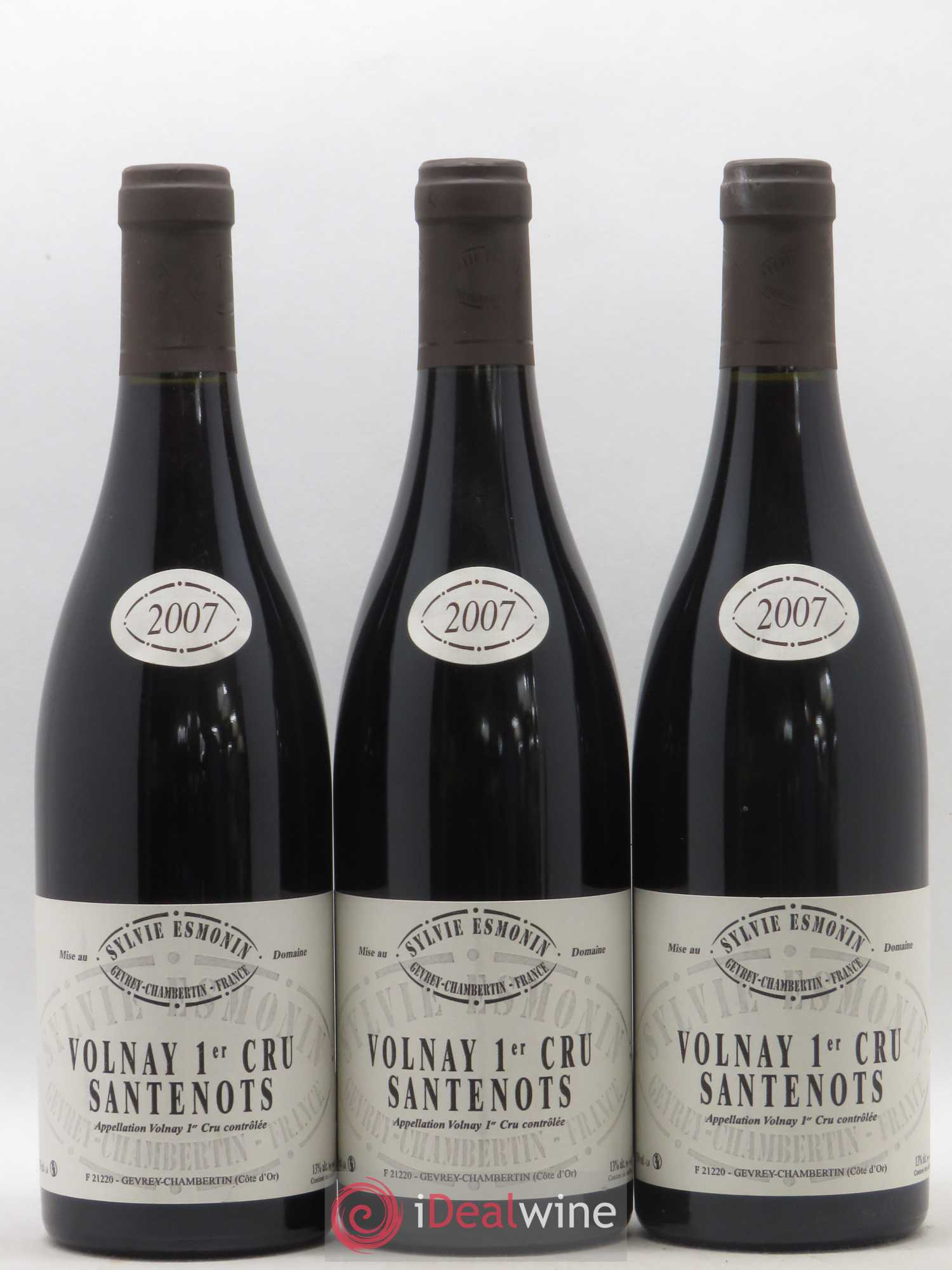 Volnay 1er Cru Santenots Sylvie Esmonin 2007 - Lot de 3 bouteilles - 0