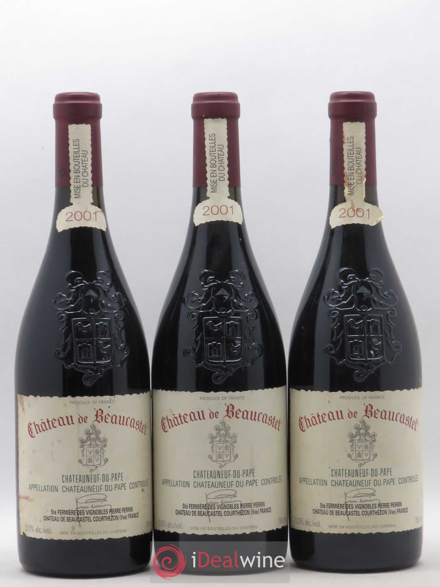 Châteauneuf-du-Pape Château de Beaucastel Famille Perrin 2001 - Lot de 3 bouteilles - 0