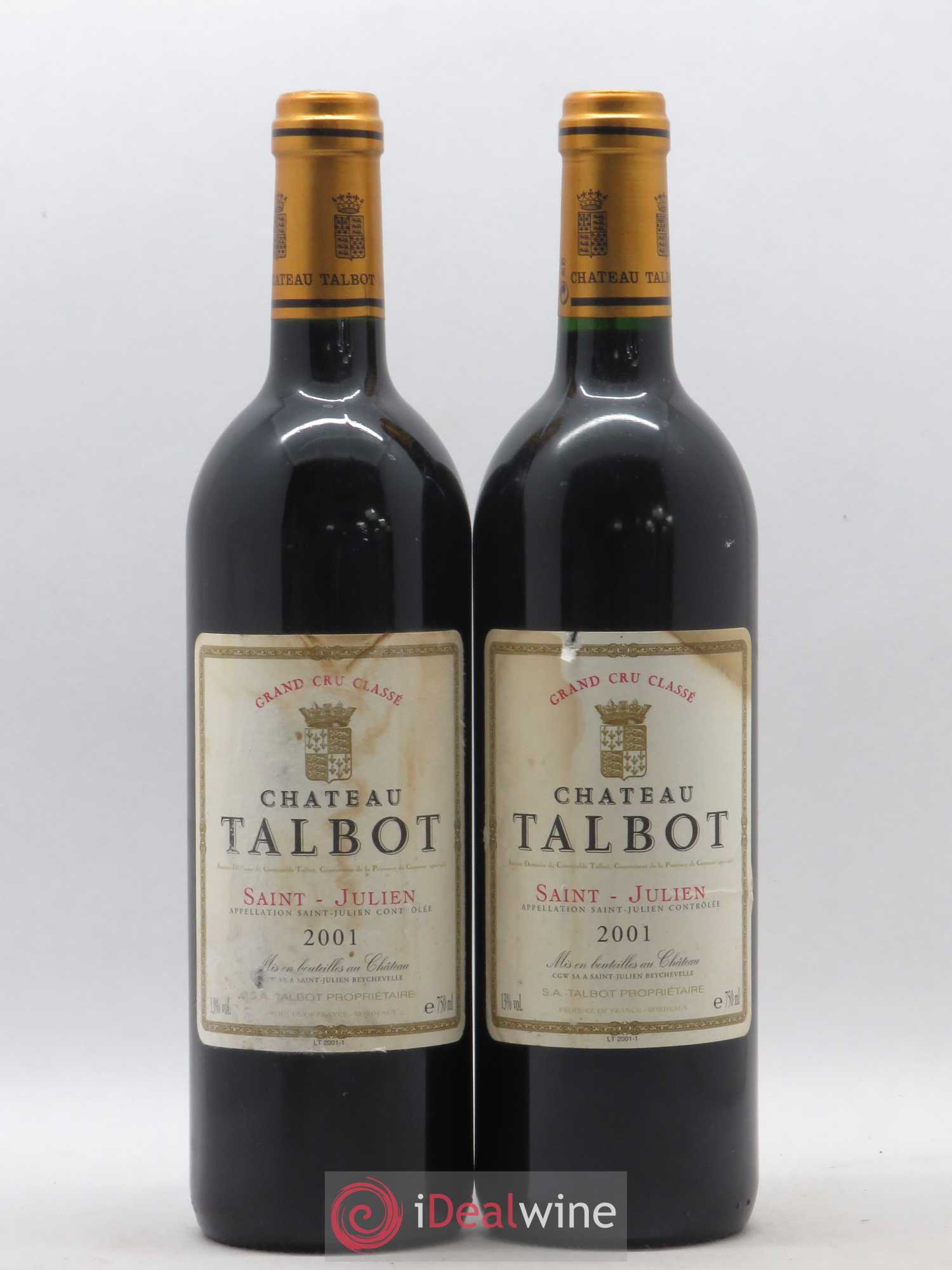 Château Talbot 4ème Grand Cru Classé 2001 - Lot de 2 bouteilles - 0
