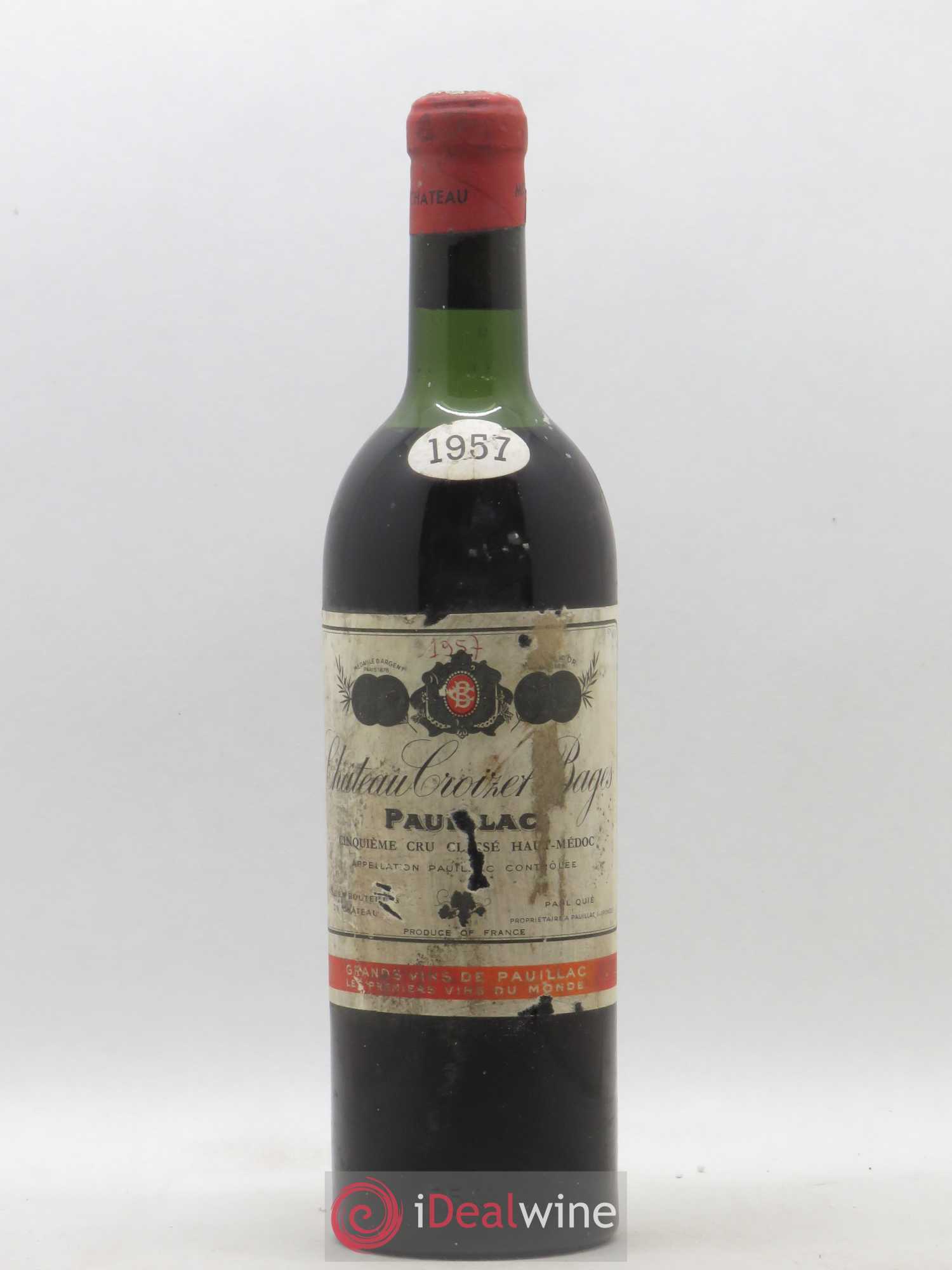 Château Croizet Bages 5ème Grand Cru Classé 1957 - Lot de 1 bouteille - 0