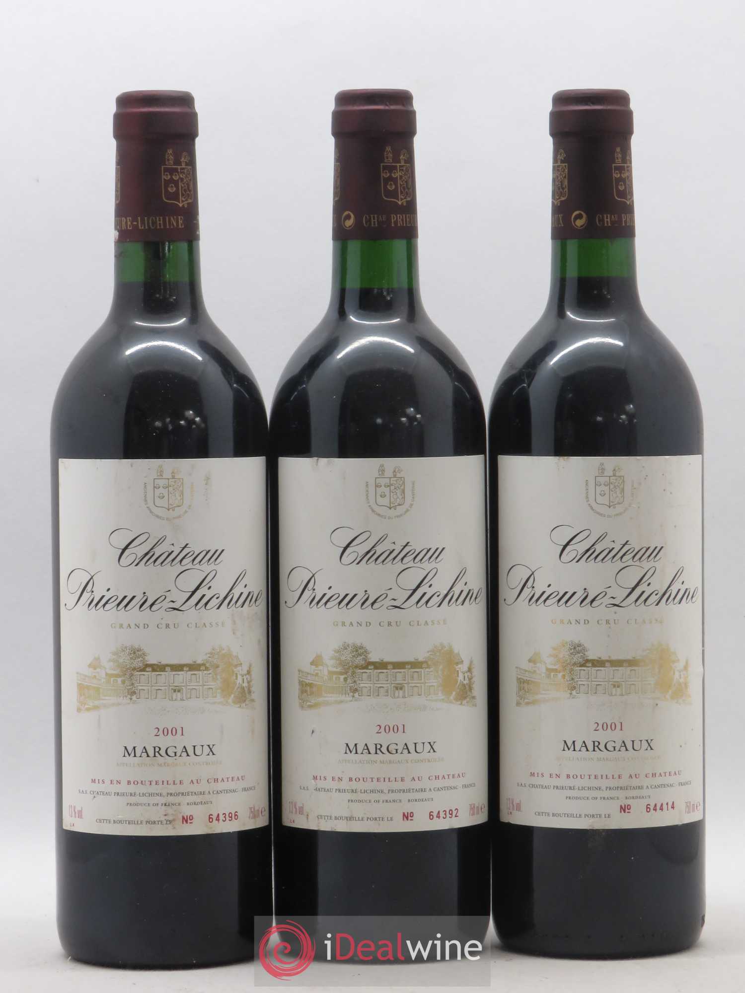 Château Prieuré Lichine 4ème Grand Cru Classé 2001 - Lot de 3 bouteilles - 0