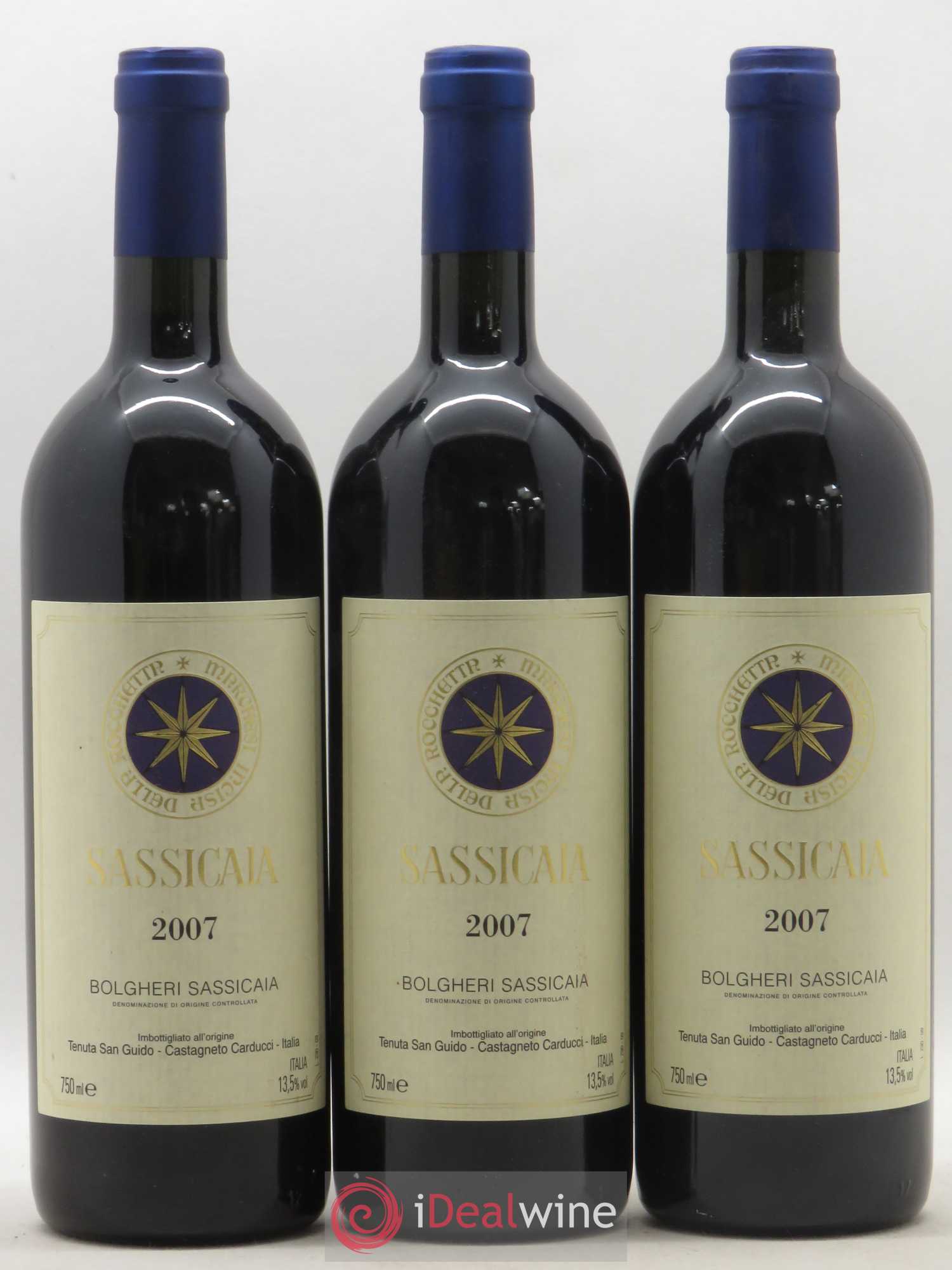 Bolgheri DOC Sassicaia Tenuta San Guido 2007 - Lot de 3 bouteilles - 0