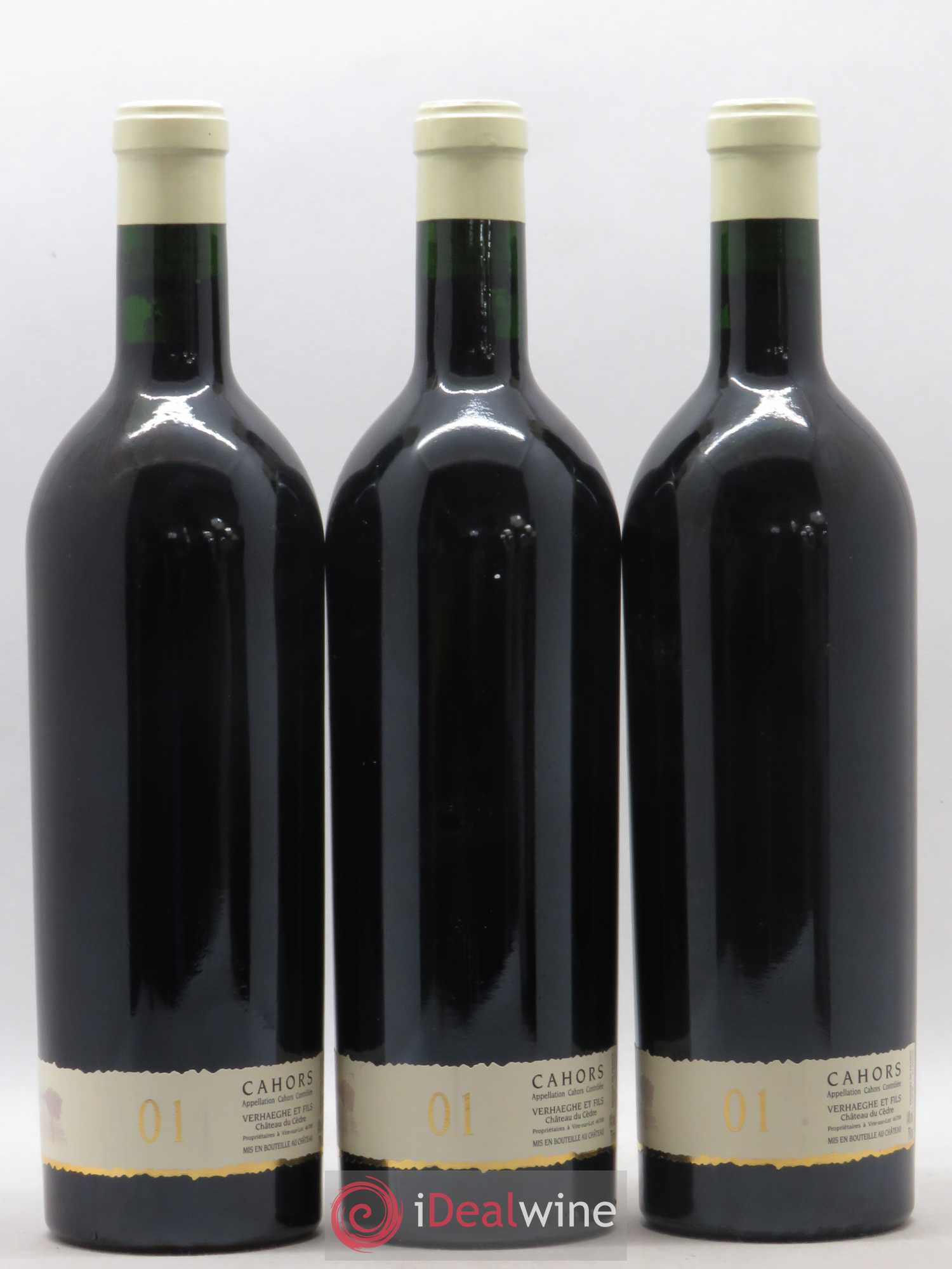 Cahors Château du Cèdre GC Pascal et Jean-Marc Verhaeghe 2001 - Lot de 3 bouteilles - 1