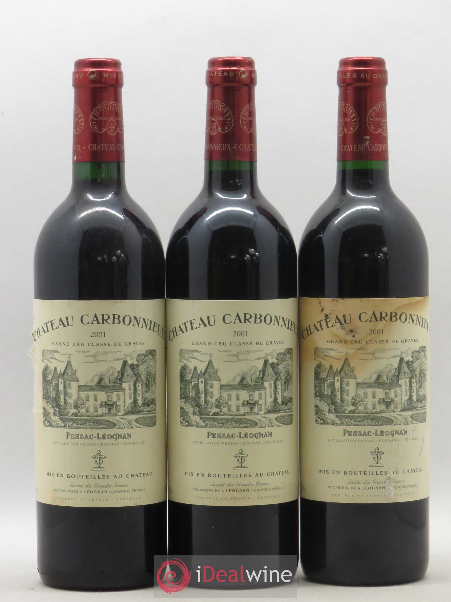 Château Carbonnieux Cru Classé de Graves 2001 - Lot de 3 bouteilles - 0