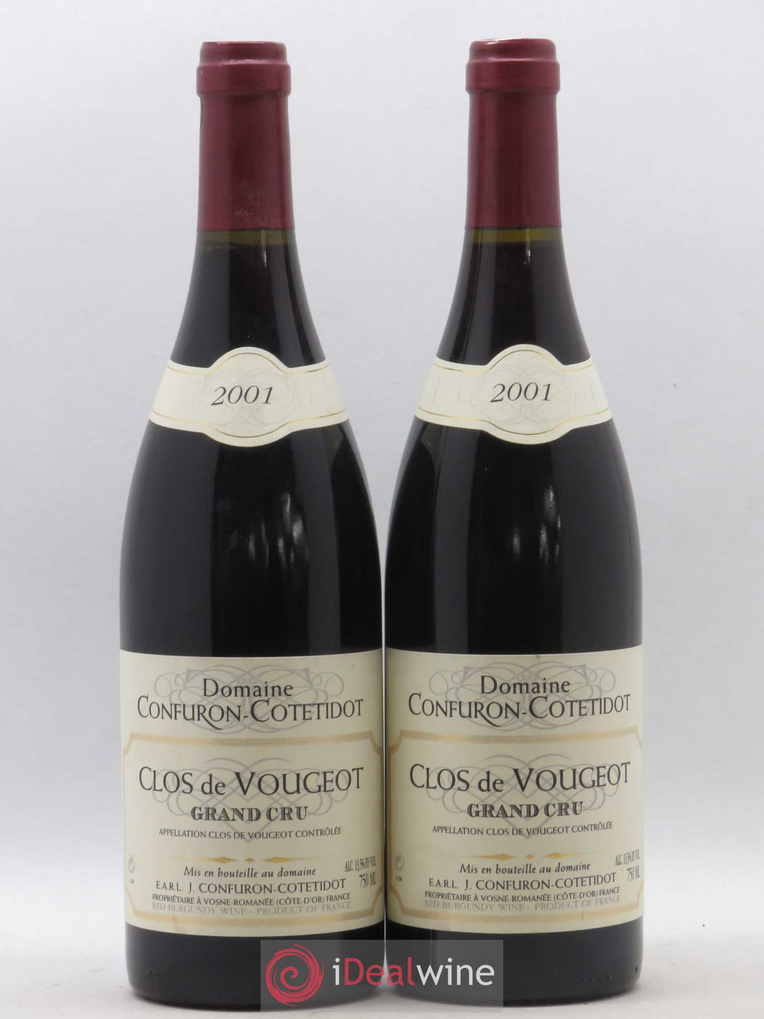 Clos de Vougeot Grand Cru Confuron-Cotetidot 2001 - Lot de 2 bouteilles - 0