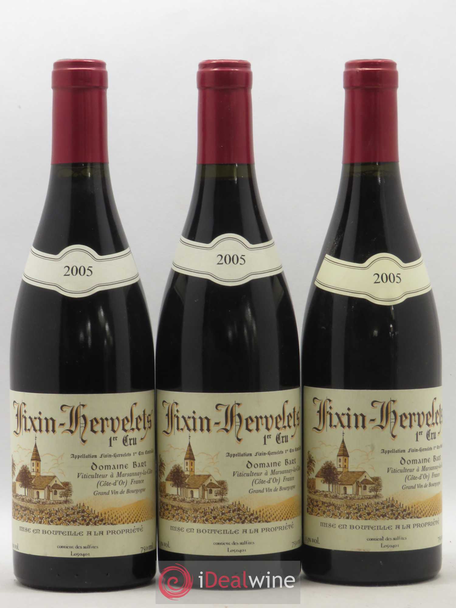 Fixin 1er Cru Hervelets Bart (Domaine) 2005 - Lot de 3 bouteilles - 0