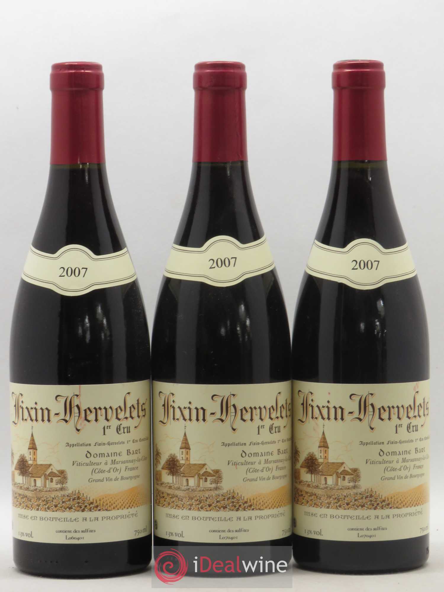 Fixin 1er Cru Hervelets Bart (Domaine) 2007 - Lot de 3 bouteilles - 0