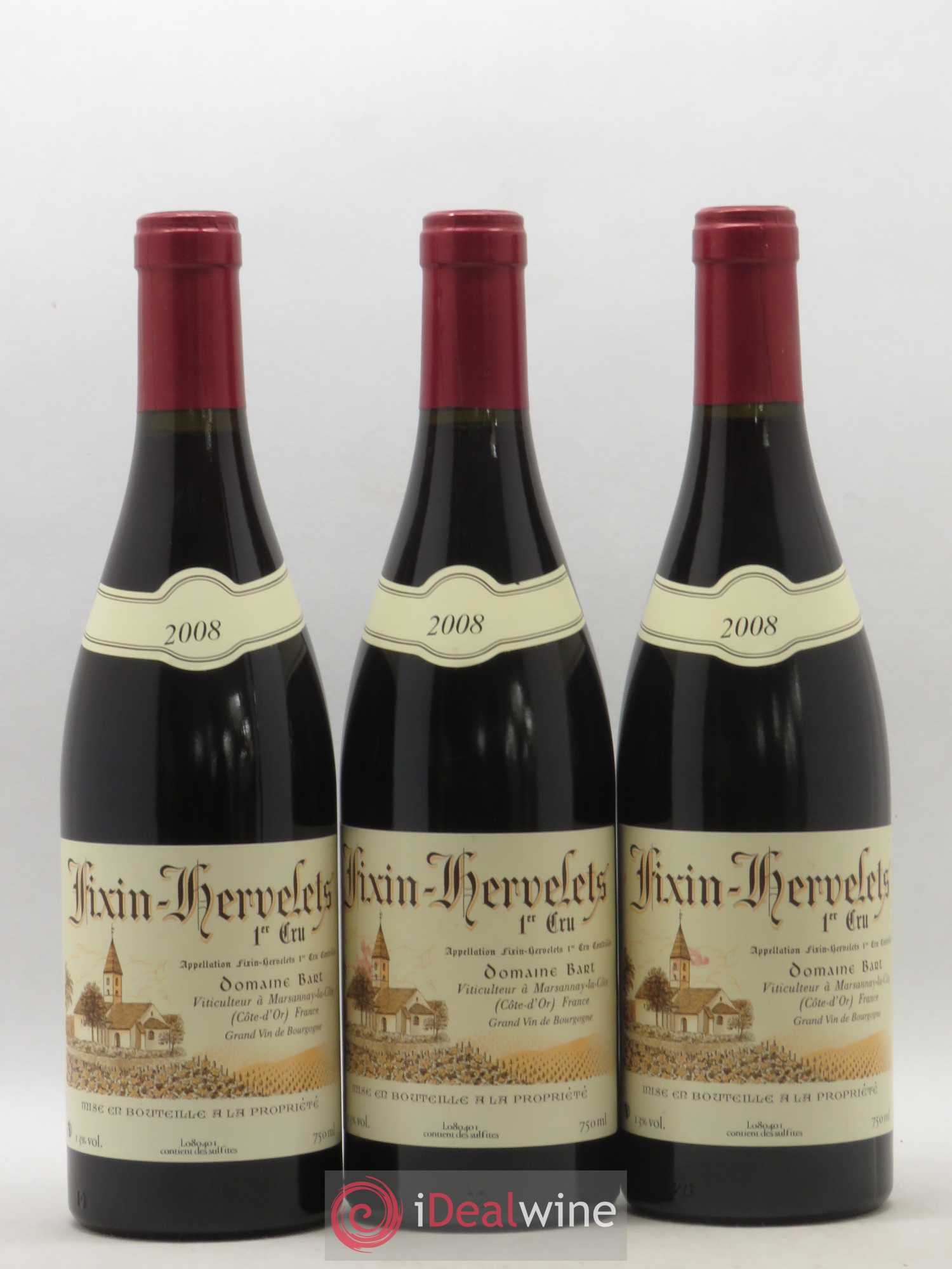 Fixin 1er Cru Hervelets Bart (Domaine) 2008 - Lot de 3 bouteilles - 0