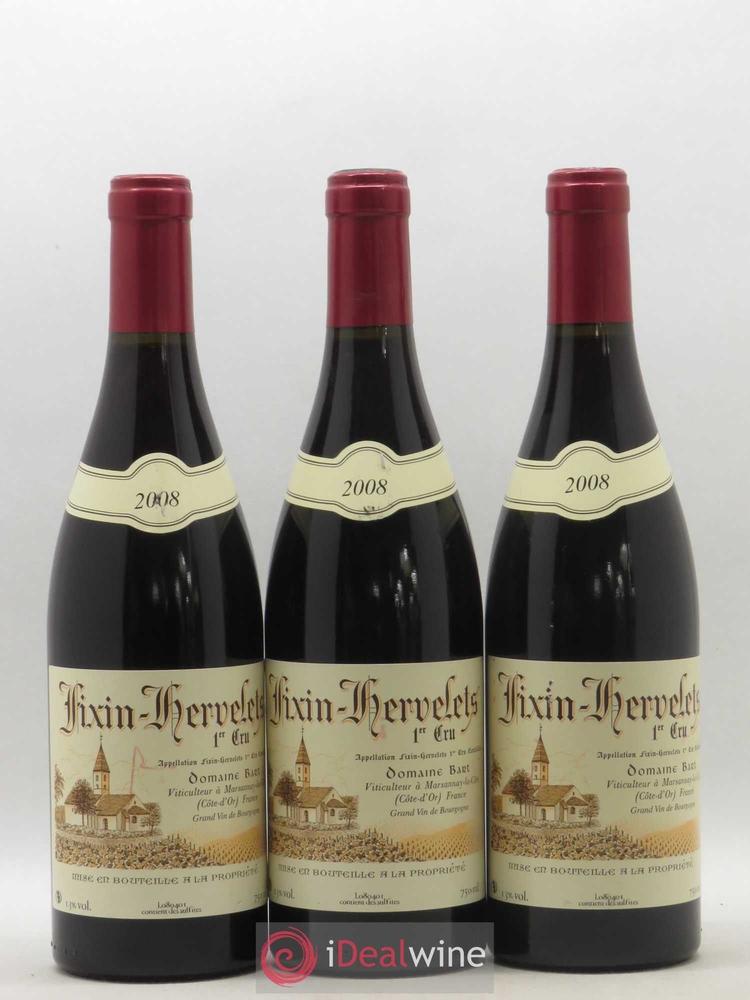 Fixin 1er Cru Hervelets Bart (Domaine) 2008 - Lot de 3 bouteilles - 0