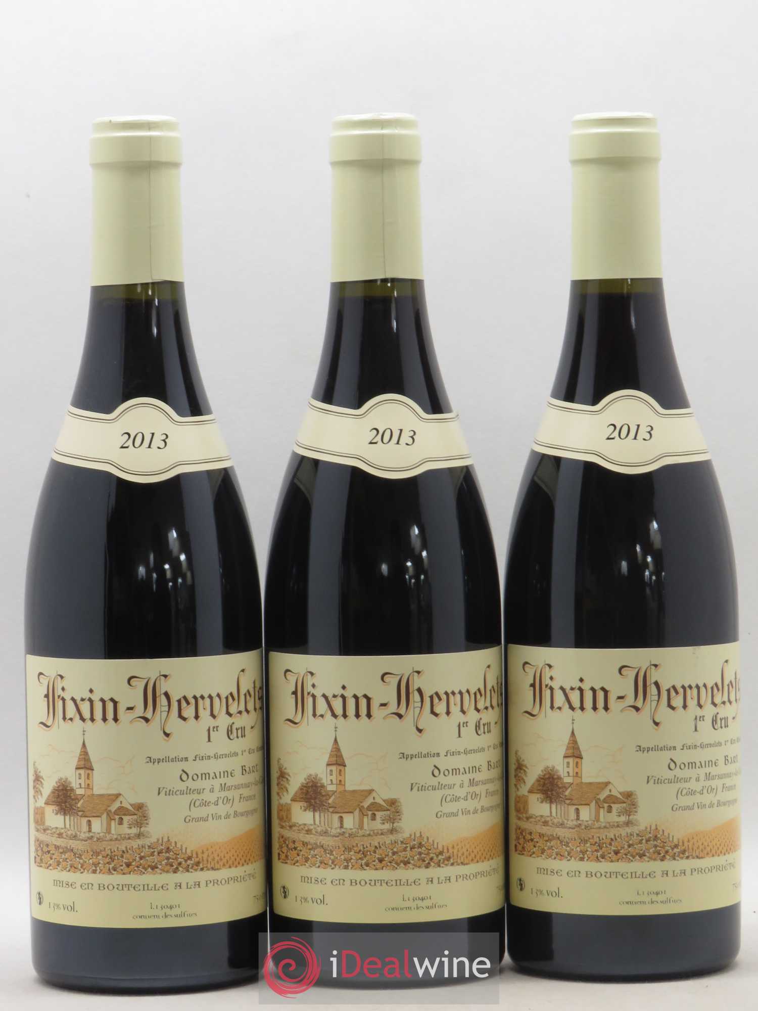 Fixin 1er Cru Hervelets Bart (Domaine) 2013 - Lot de 3 bouteilles - 0