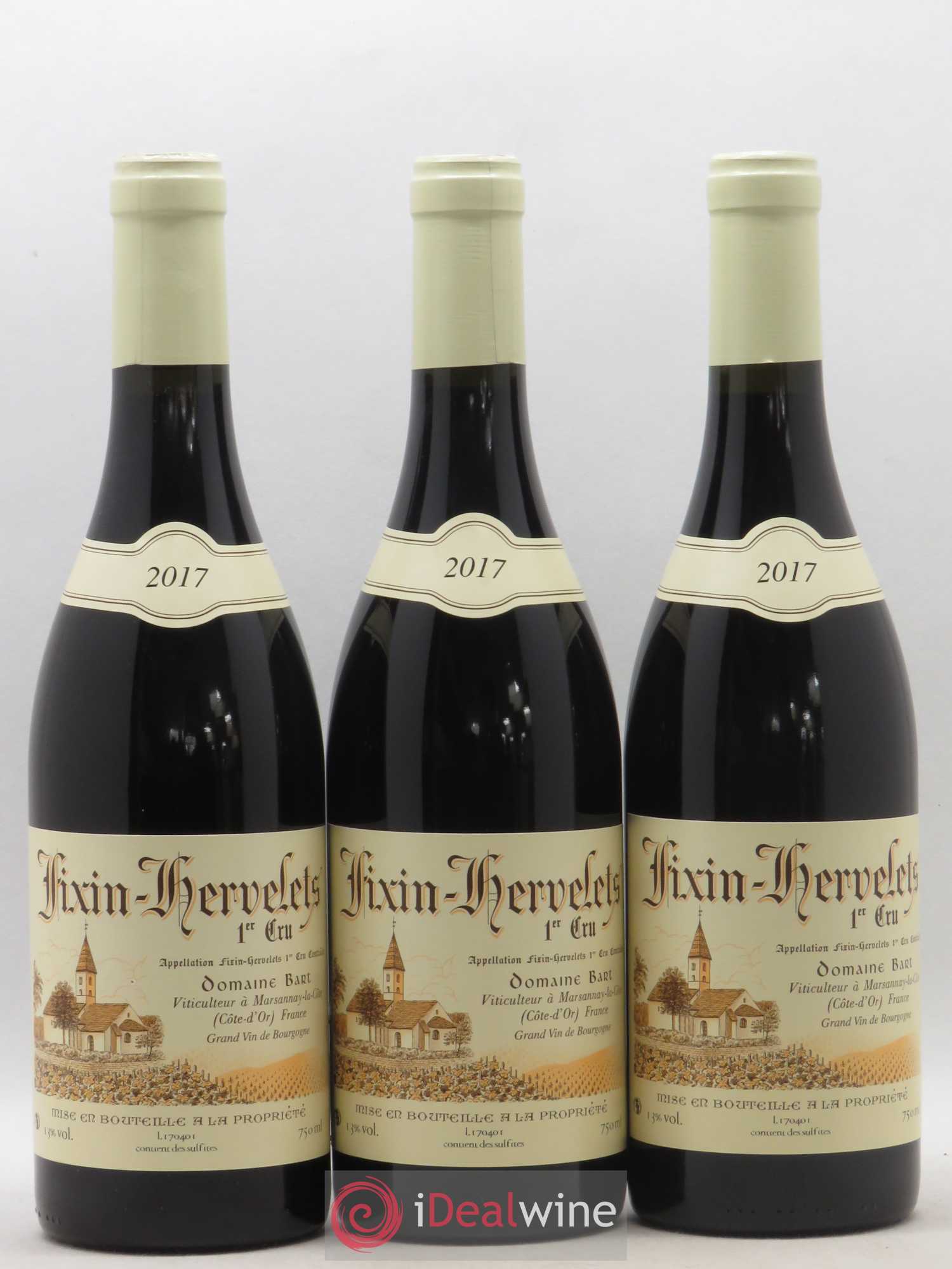 Fixin 1er Cru Hervelets Bart (Domaine) 2017 - Lot de 3 bouteilles - 0