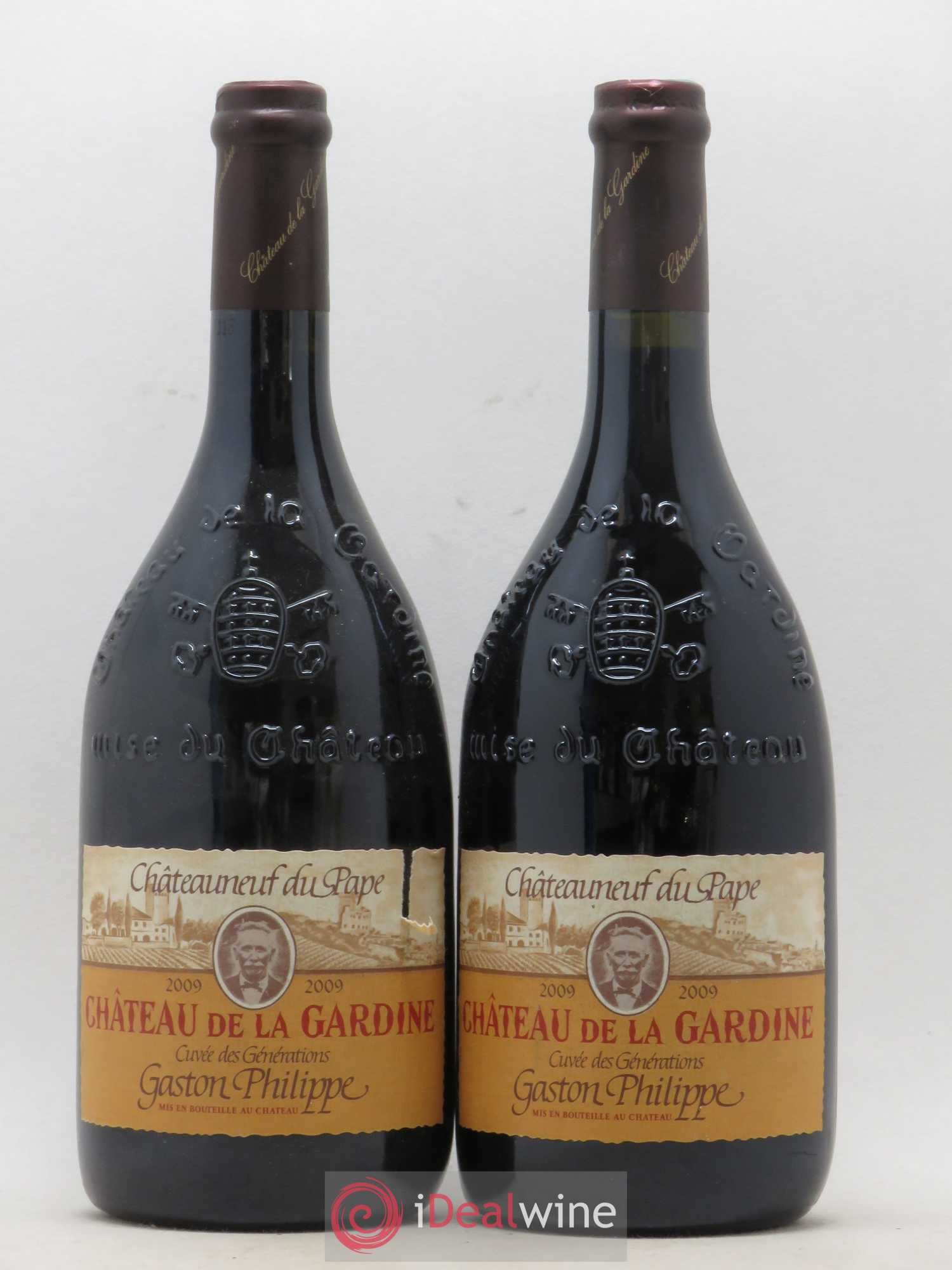 Châteauneuf-du-Pape Château de La Gardine Cuvée des Générations Gaston Philippe Famille Brunel 2009 - Lot de 2 bouteilles - 0