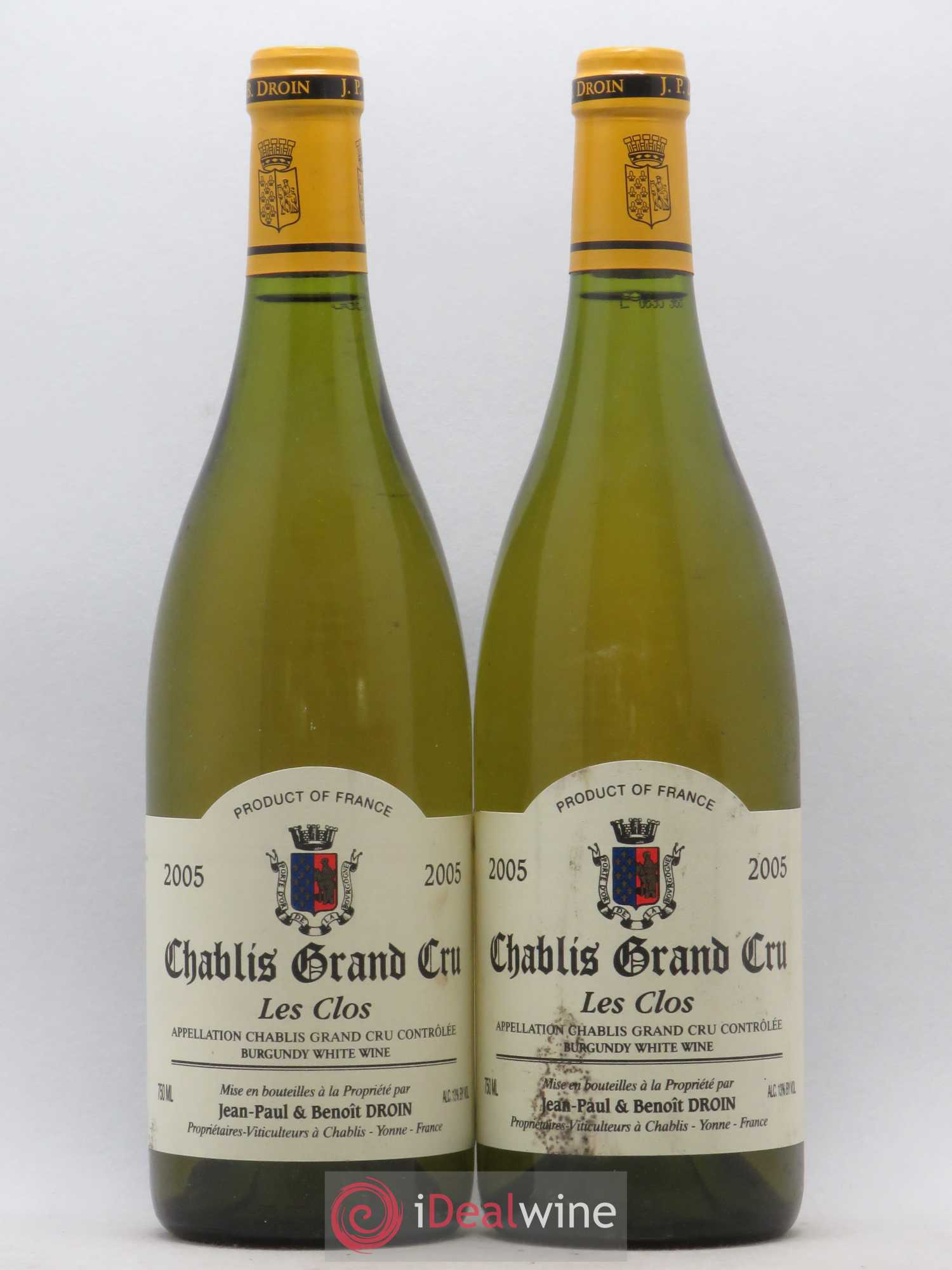 Chablis Grand Cru Les Clos Jean-Paul & Benoît Droin (Domaine) 2005 - Lot de 2 bouteilles - 0