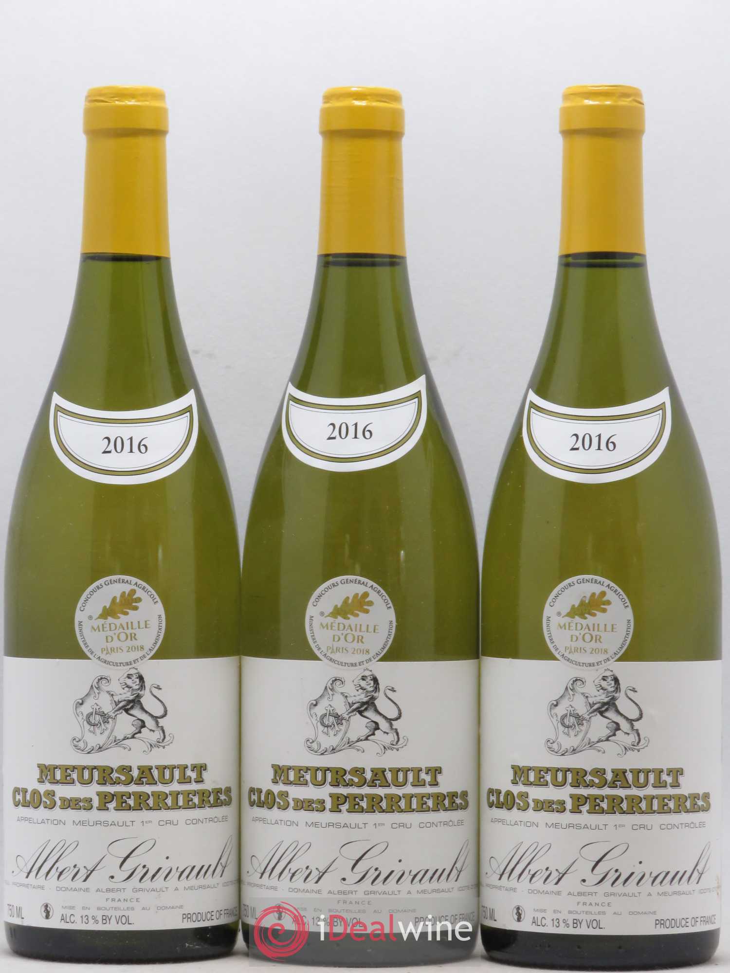 Meursault 1er Cru Clos des Perrières Monopole Albert Grivault 2016 - Lot de 3 bouteilles - 0