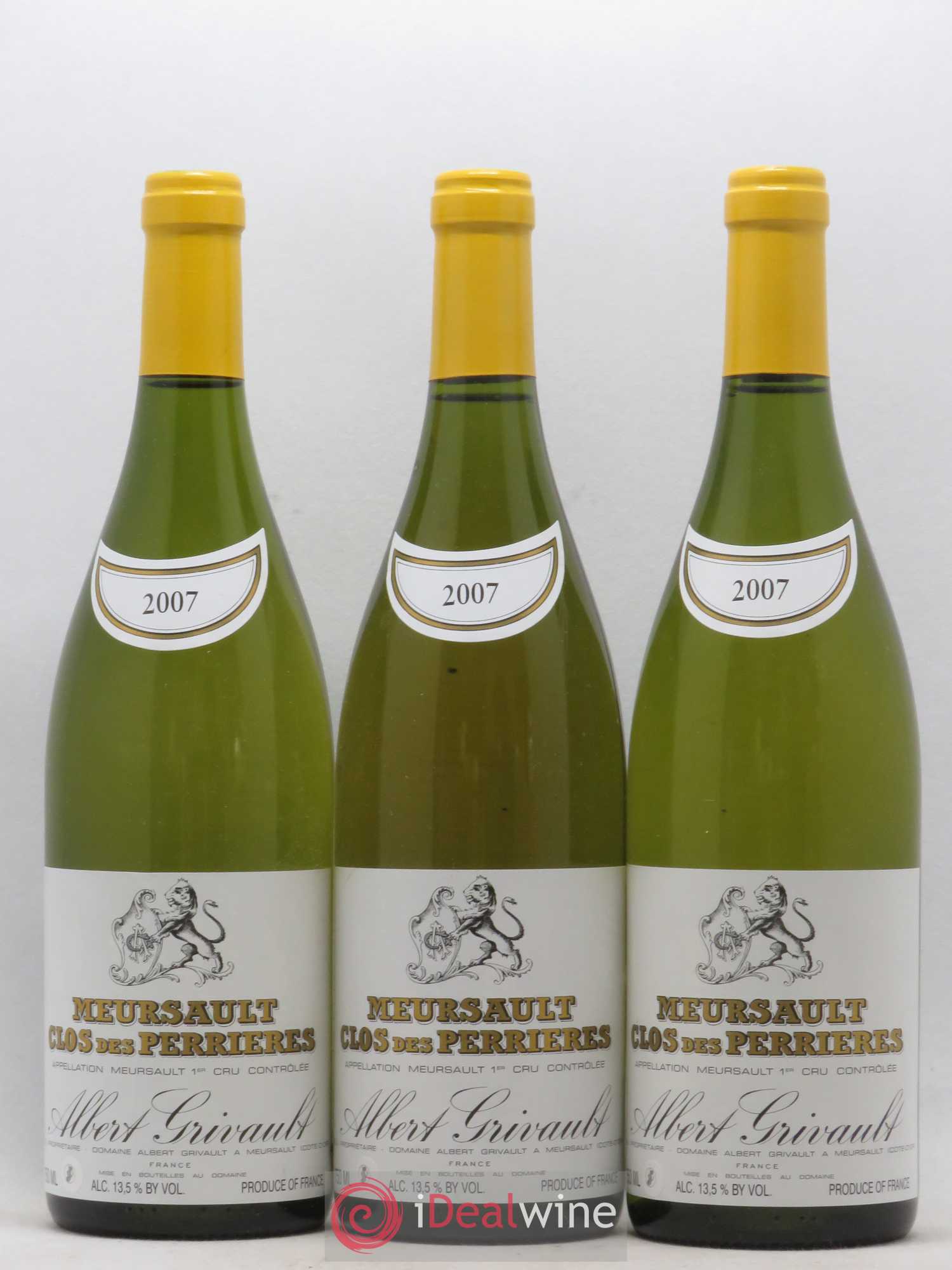 Meursault 1er Cru Clos des Perrières Monopole Albert Grivault 2007 - Lot de 3 bouteilles - 0