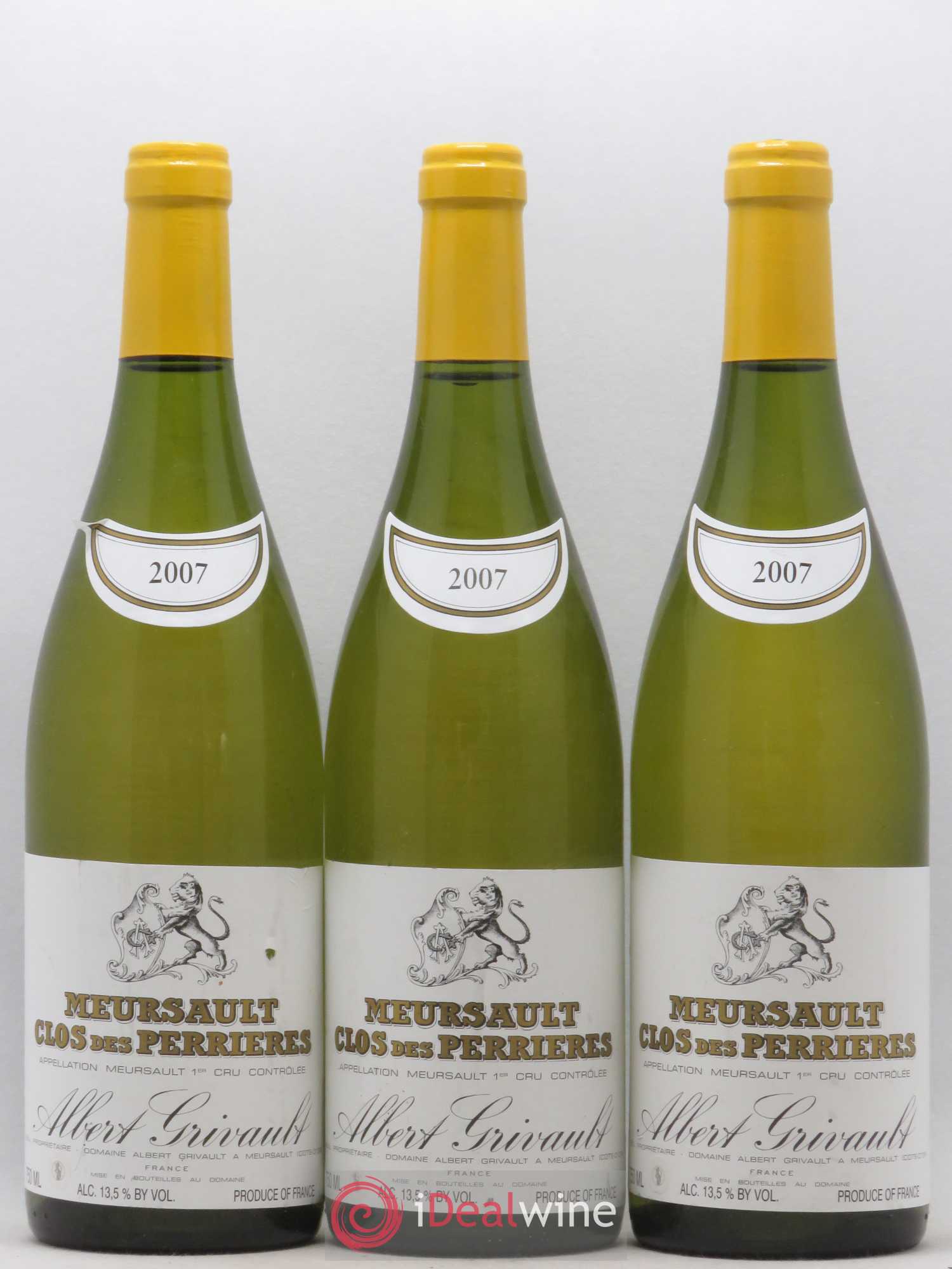 Meursault 1er Cru Clos des Perrières Monopole Albert Grivault 2007 - Lot de 3 bouteilles - 0