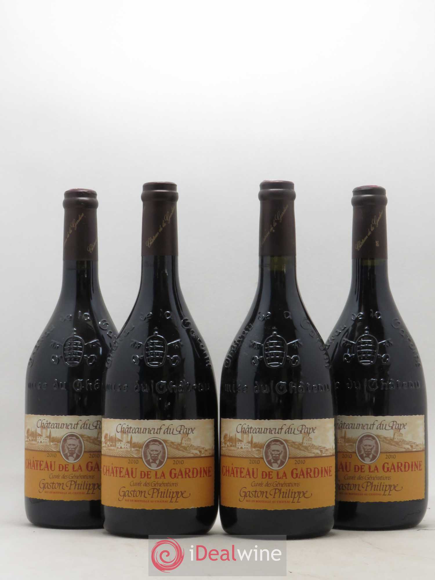 Châteauneuf-du-Pape Château de La Gardine Cuvée des Générations Gaston Philippe Famille Brunel 2010 - Lot de 4 bouteilles - 0