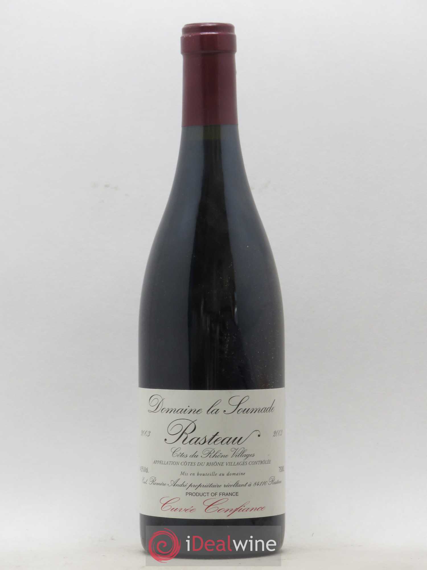 Rasteau Cuvée Confiance La Soumade (Domaine) 2003 - Lot de 1 bouteille - 0