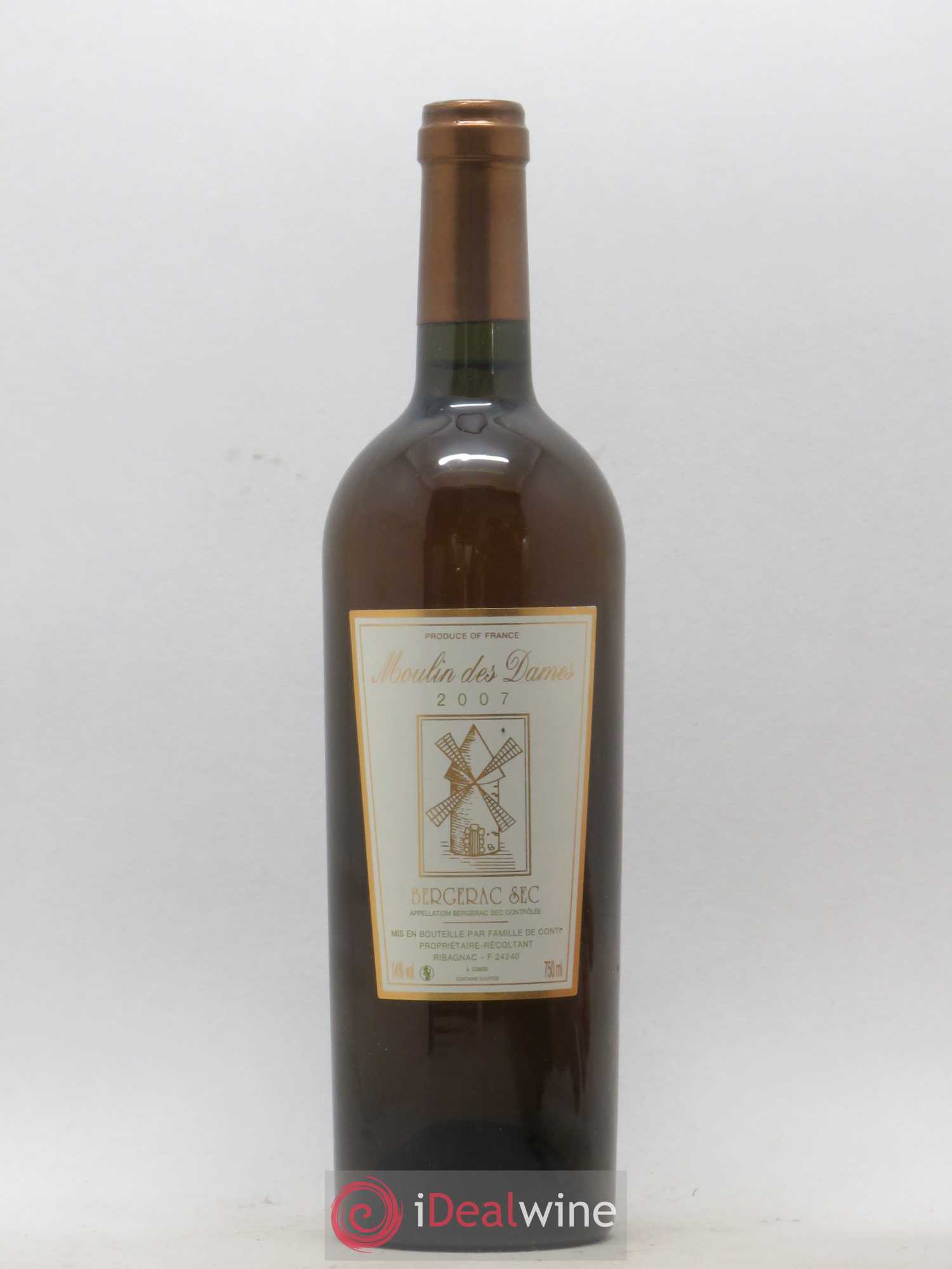 Bergerac Château Tour des Gendres Moulin des Dames Famille de Conti Sec 2007 - Posten von 1 Flasche - 0